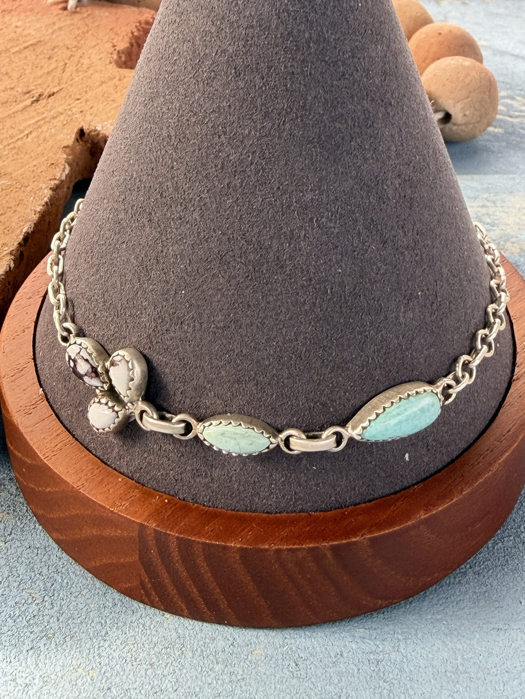 Sterling Silver with Wild Horse and Turquoise Bracelet