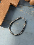 *Native American Made*  Navajo Kimberly Tom:  4mm Sterling Silver Pearl Bracelet