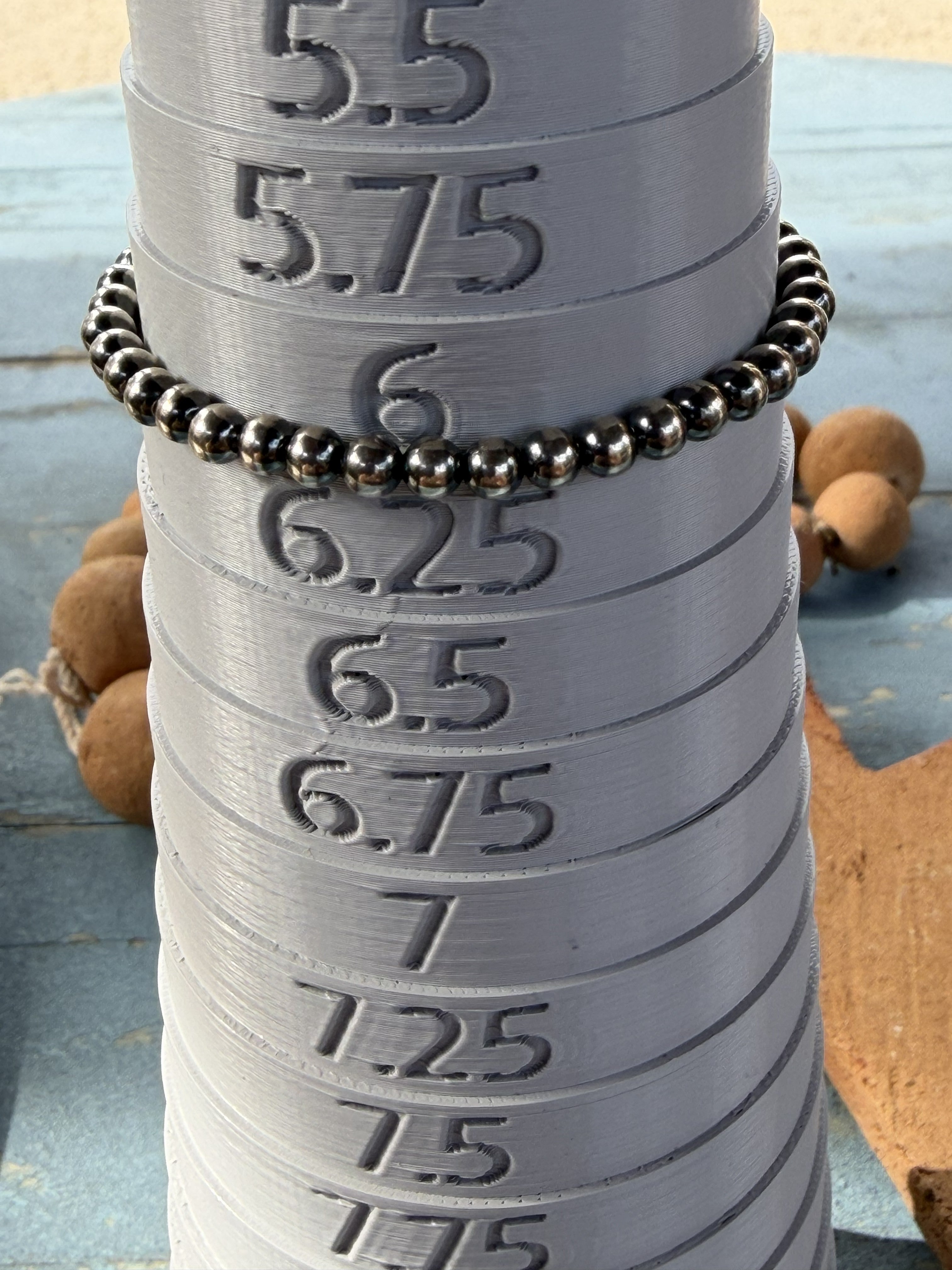 *Native American Made*  Navajo Kimberly Tom:  4mm Sterling Silver Pearl Bracelet