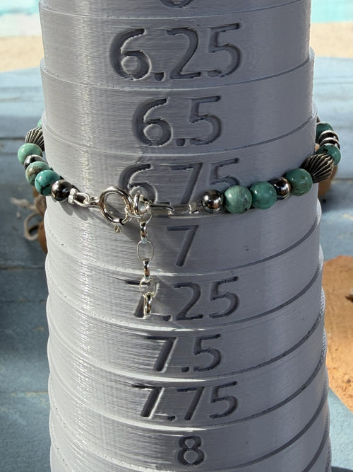 *Native American Made*  Navajo Harold Tahe:  Sterling Silver Bracelet with Turquoise and Melon Beads