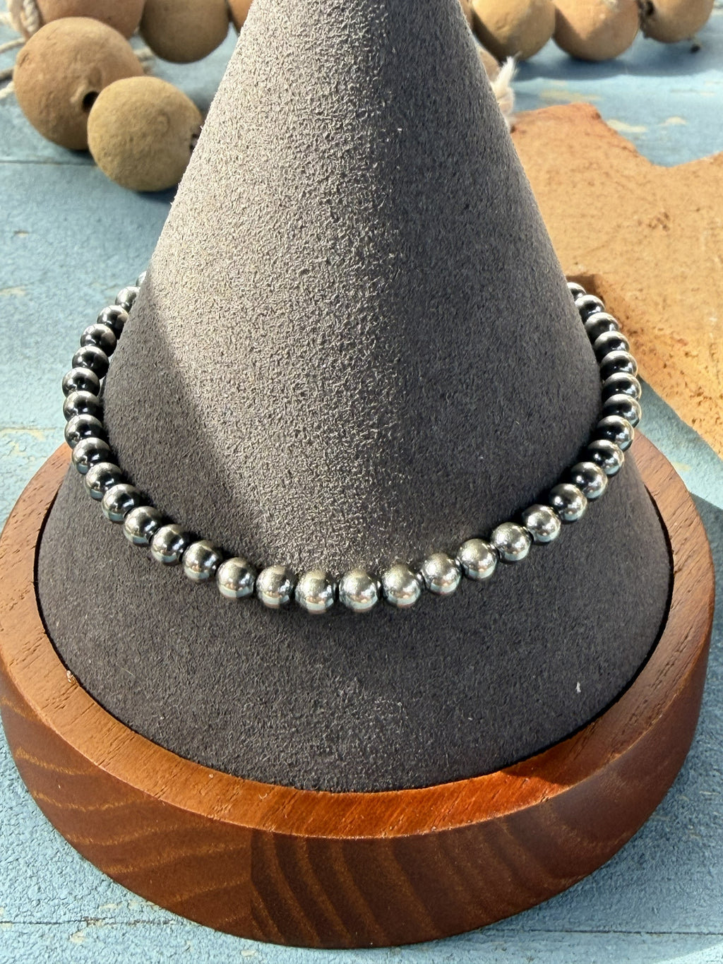 *Native American Made* Navajo Harold Tahe:  4mm Sterling Silver Pearl Bracelet