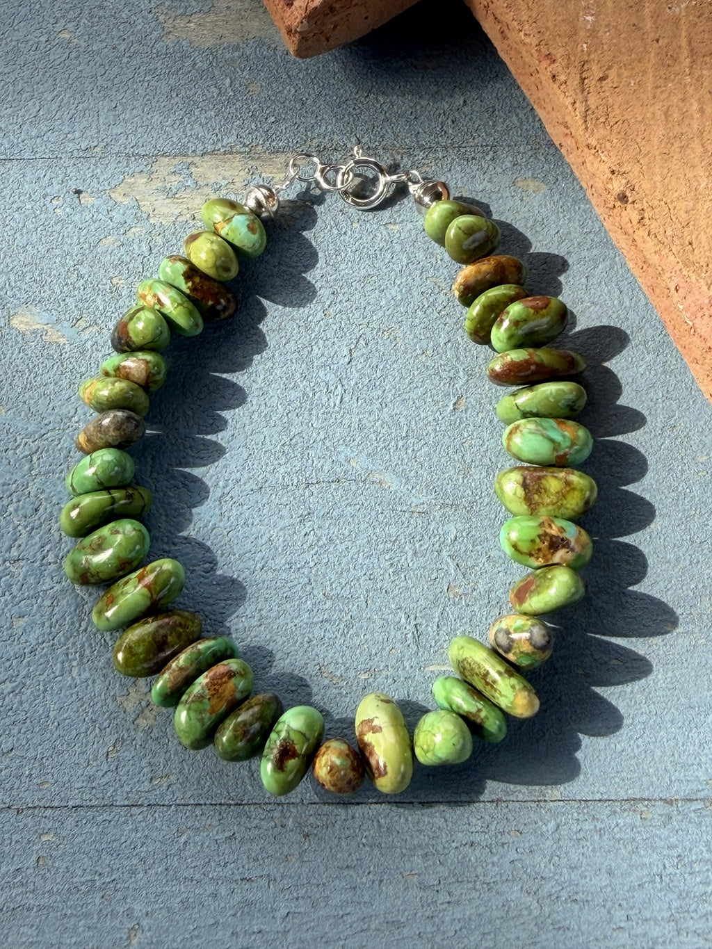 *Native American Made*  Navajo Tiffany Garcia:  Sterling Silver and Sonoran Gold Bracelet