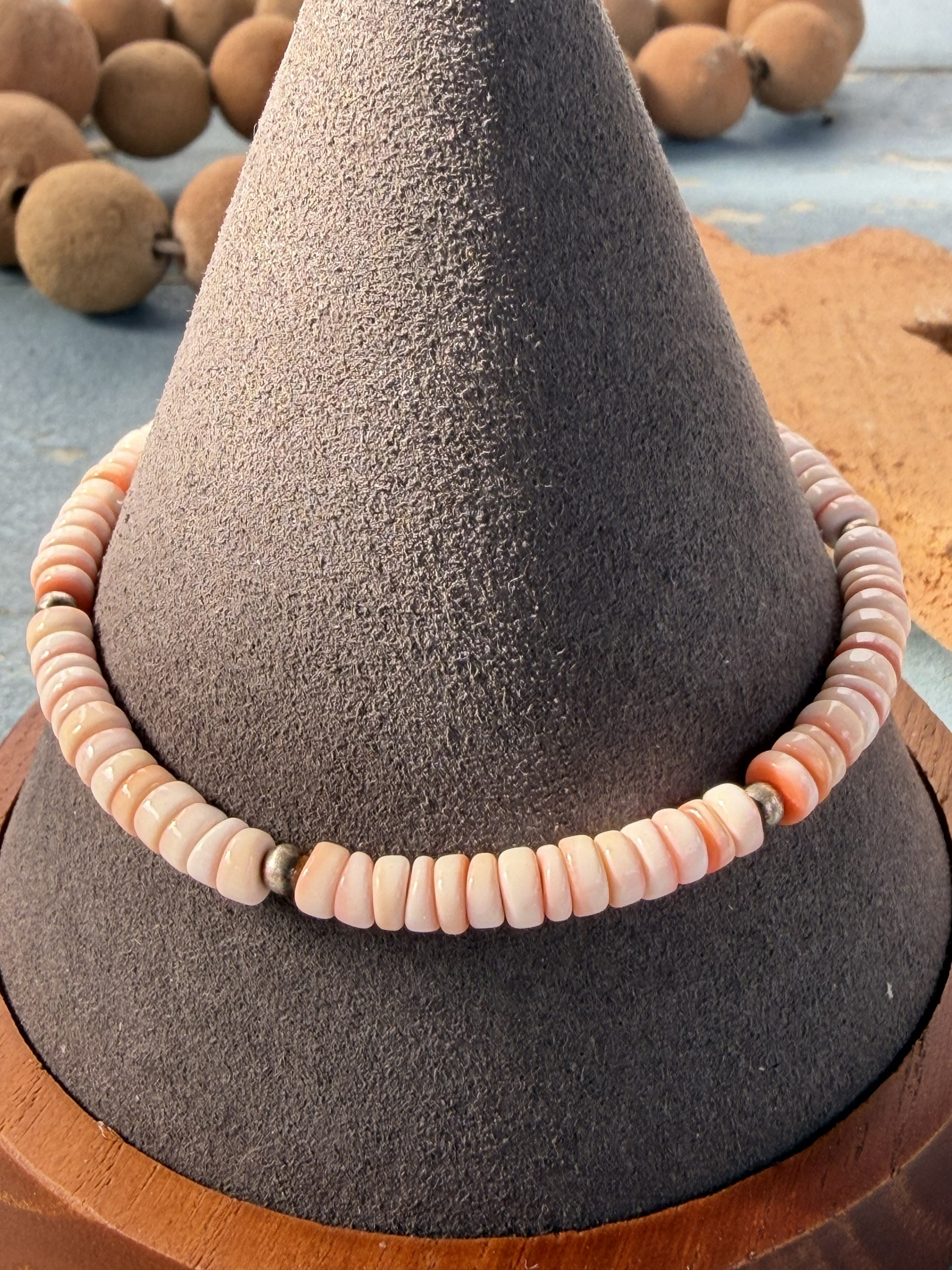 *Native American Made* Navajo Tammy Nolcote:  Sterling Silver and Orange Spiney Bracelet