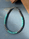 *Native American Made*  Navajo Harold Tahe:  Sterling Silver Pearls with Turquoise Beads