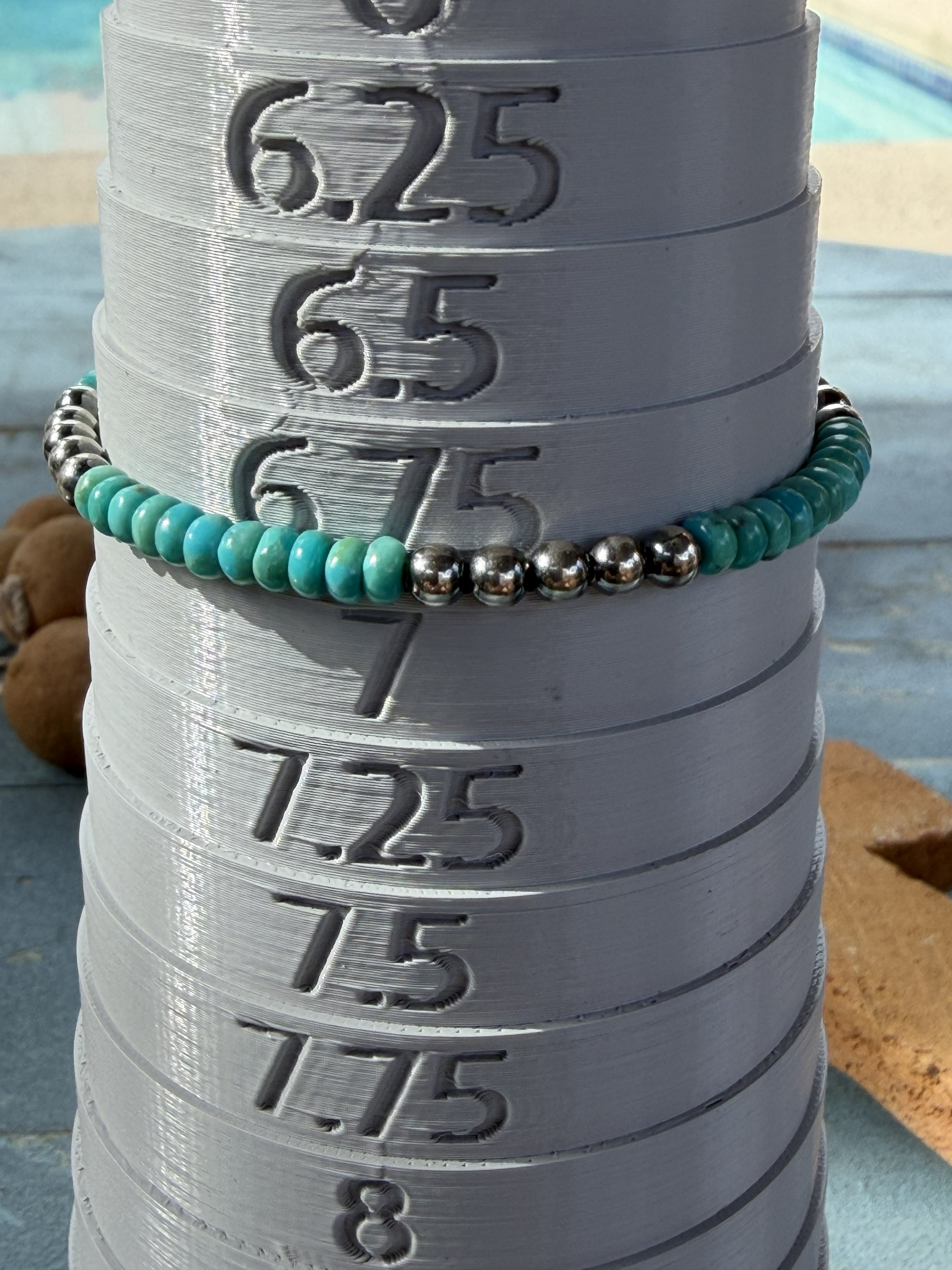 *Native American Made*  Navajo Harold Tahe:  Sterling Silver Pearls with Turquoise Beads
