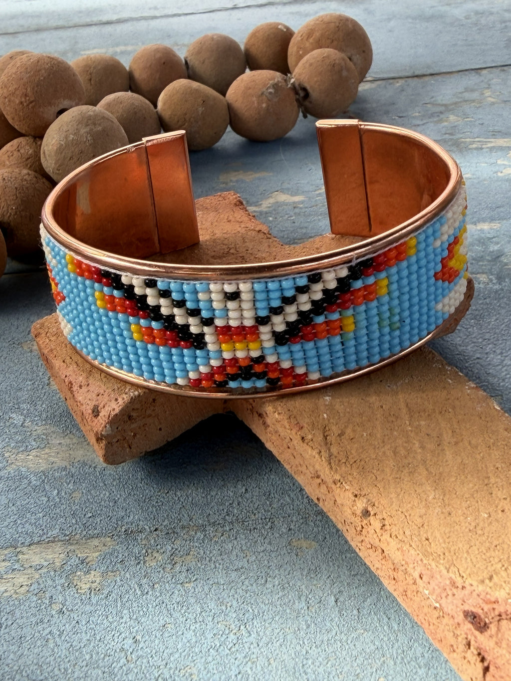 Copper Thunderbird Beaded Cuff