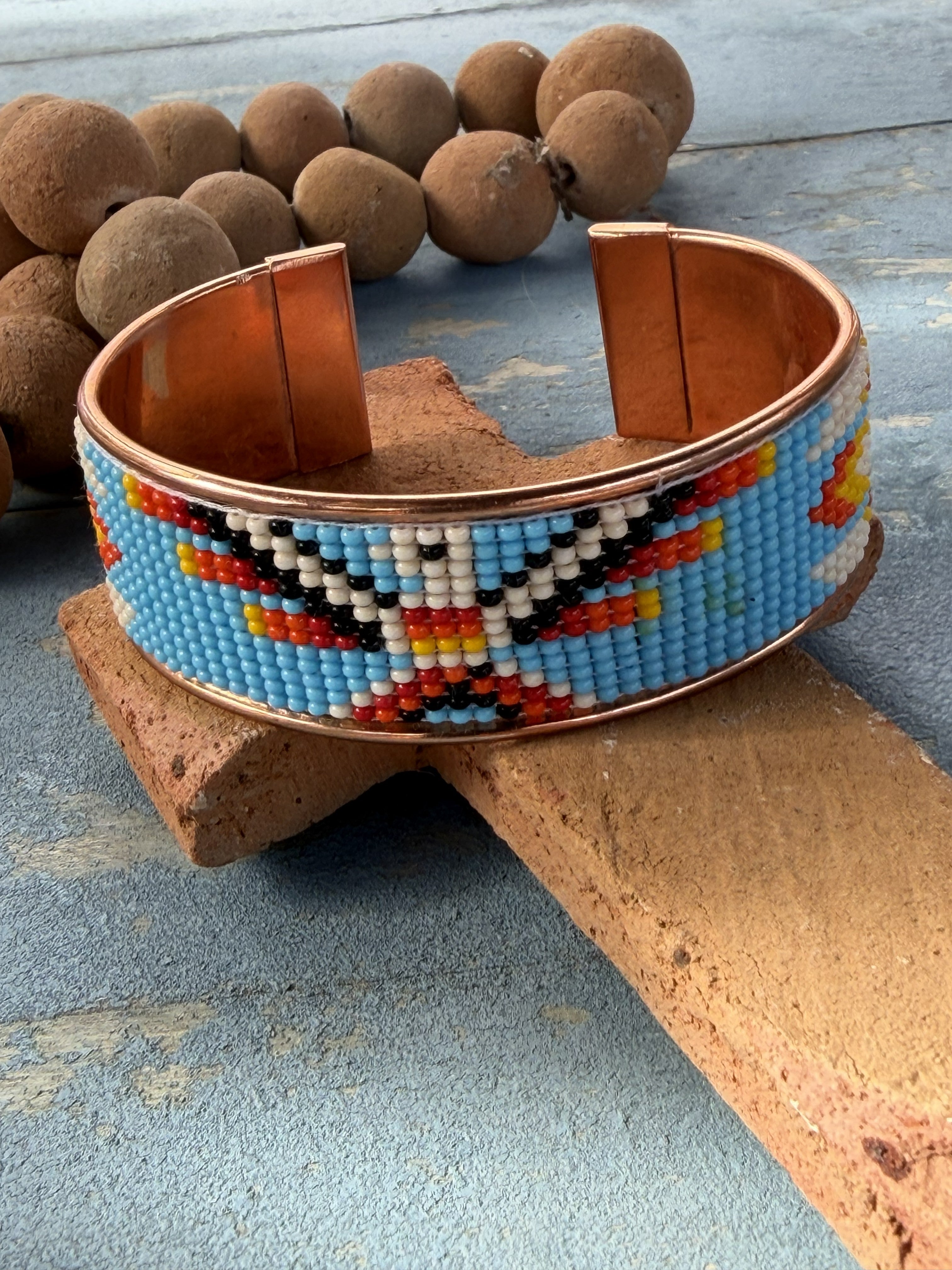 Copper Thunderbird Beaded Cuff