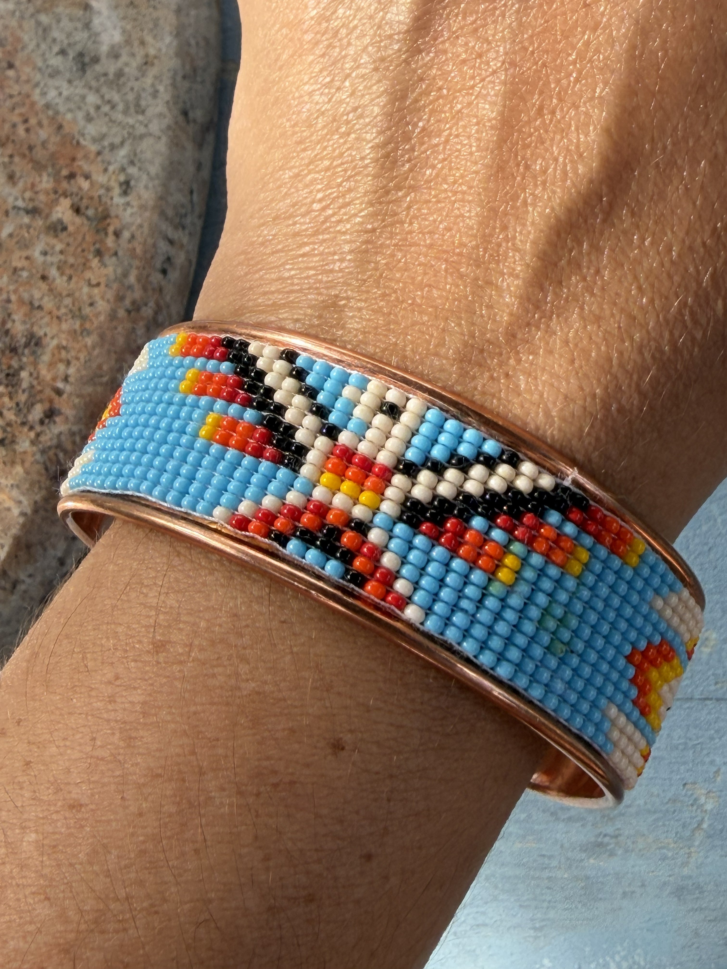 Copper Thunderbird Beaded Cuff