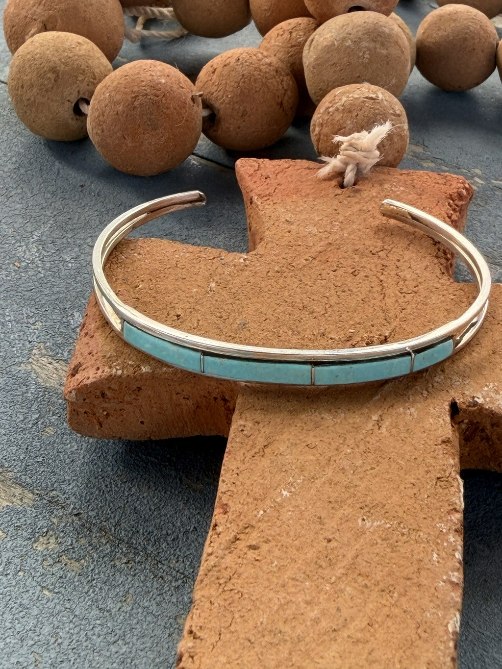 *Native American Made*  Navajo Jamie Johnson:  Sterling Silver and Kingman Cuff