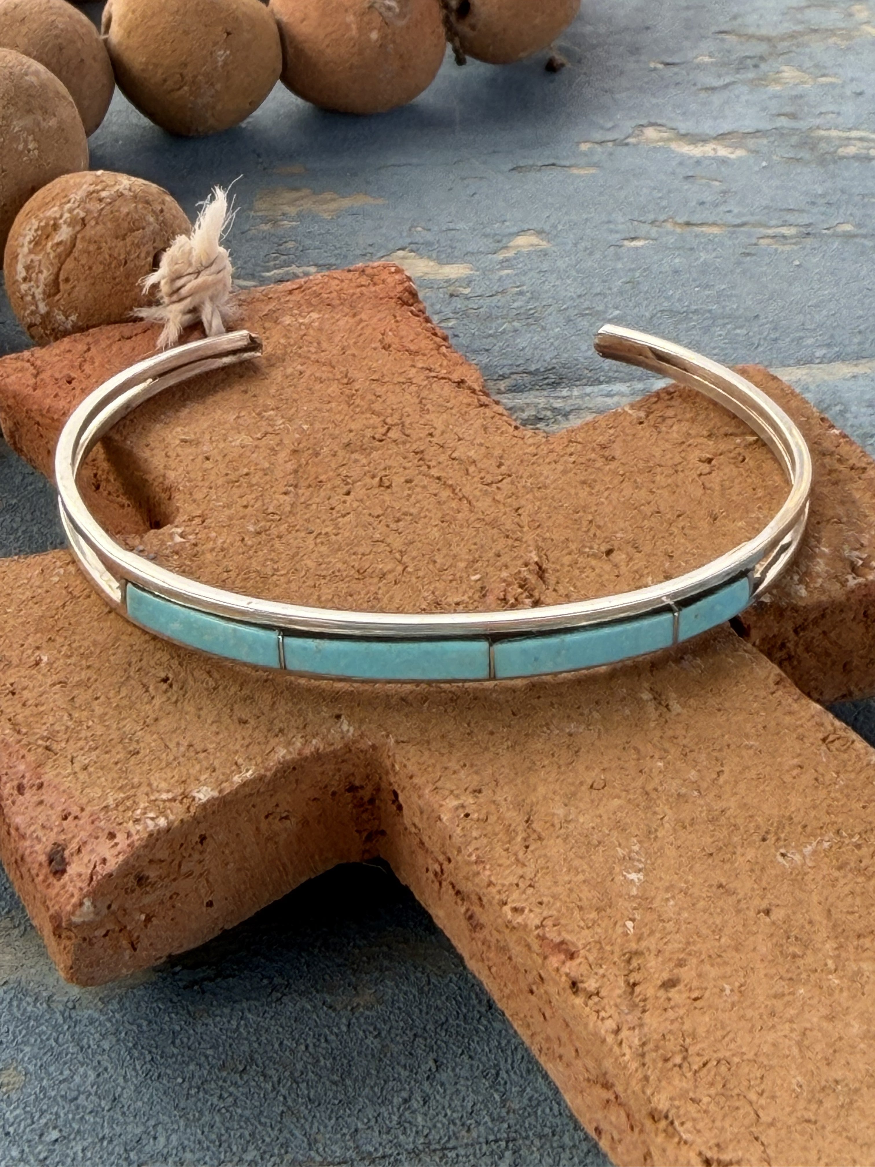 *Native American Made*  Navajo Jamie Johnson:  Sterling Silver and Kingman Cuff
