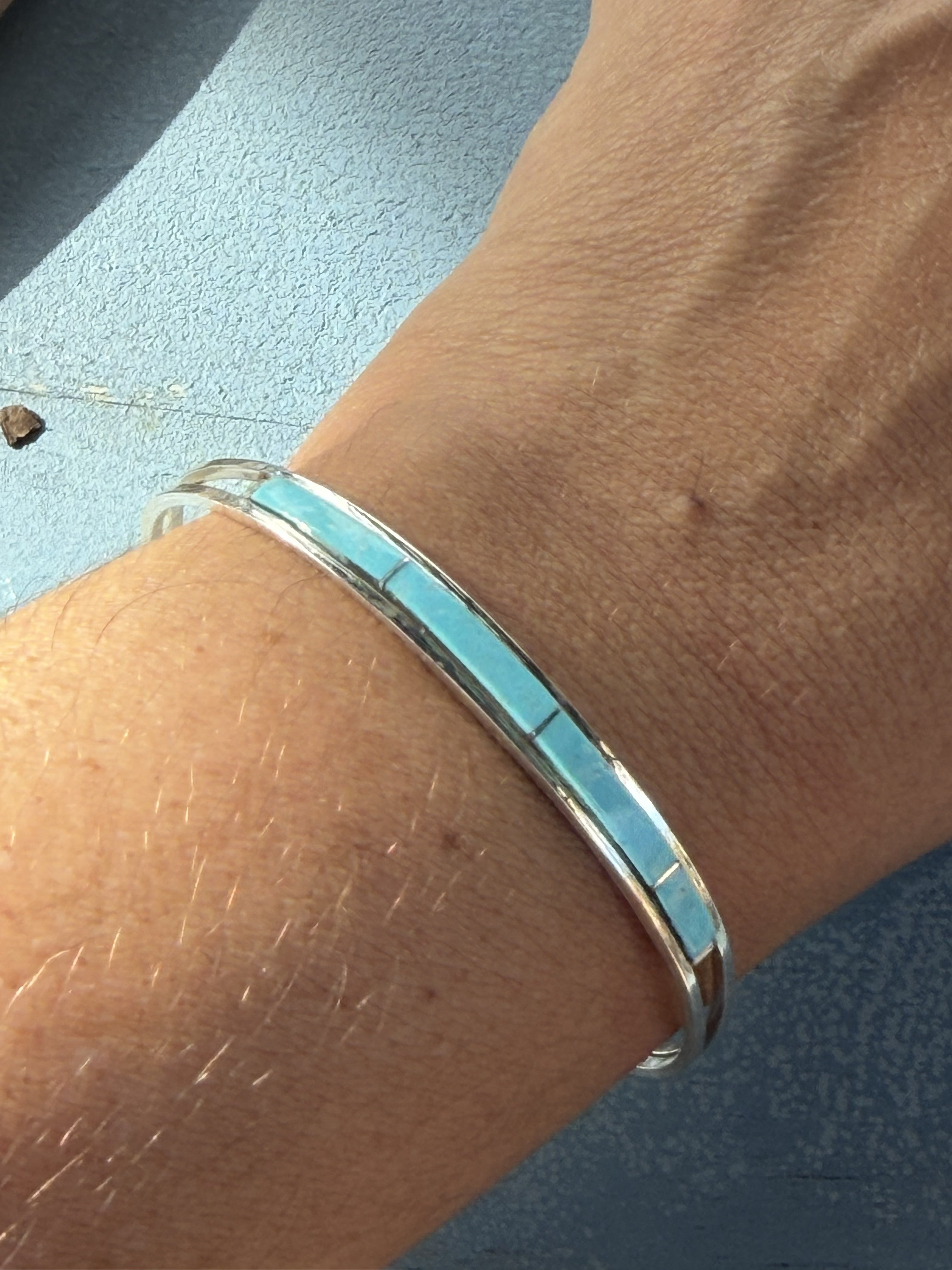 *Native American Made*  Navajo Jamie Johnson:  Sterling Silver and Kingman Cuff