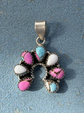 Small Sterling Silver Naja with Cotton Candy Stones