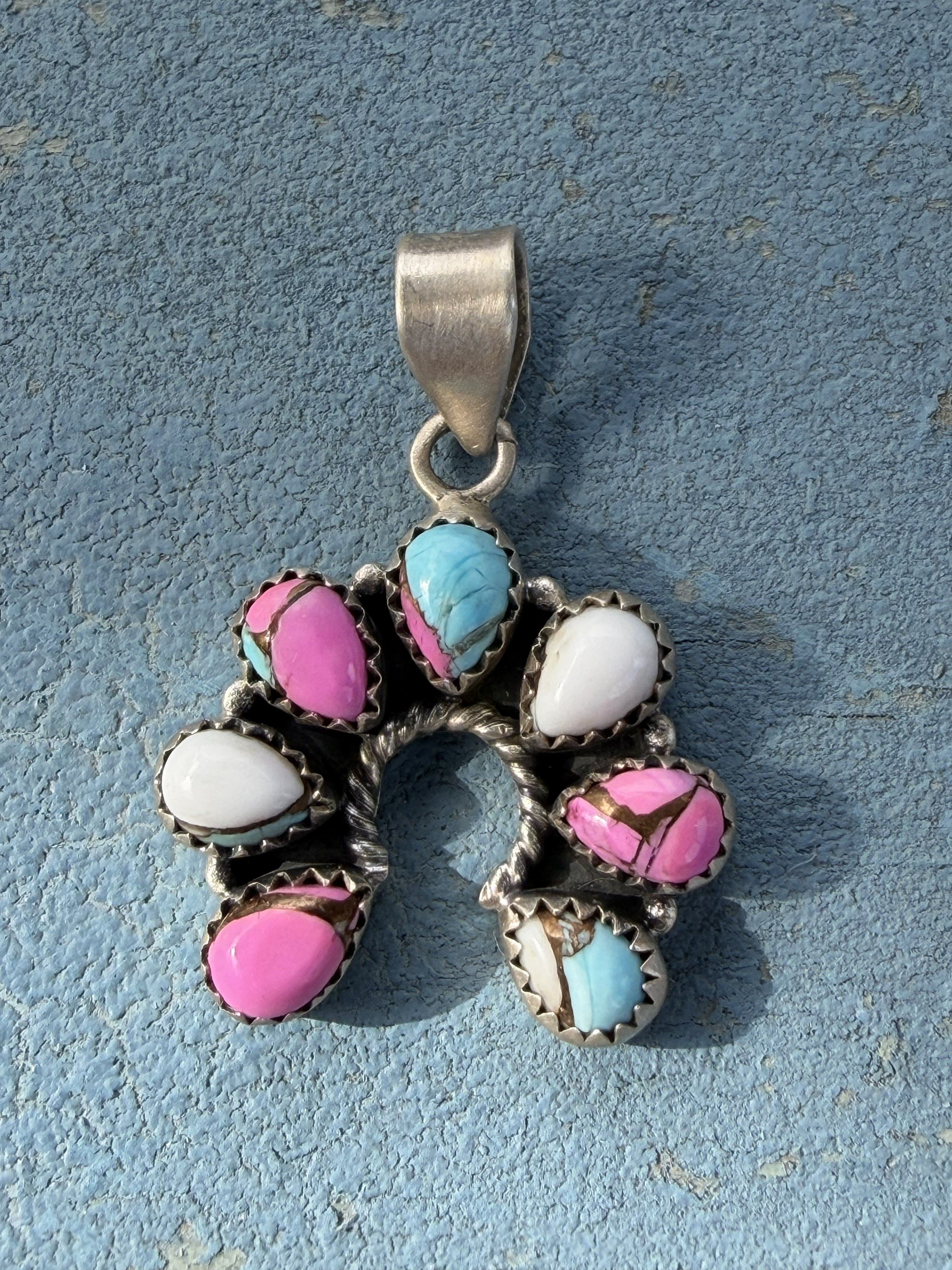 Small Sterling Silver Naja with Cotton Candy Stones