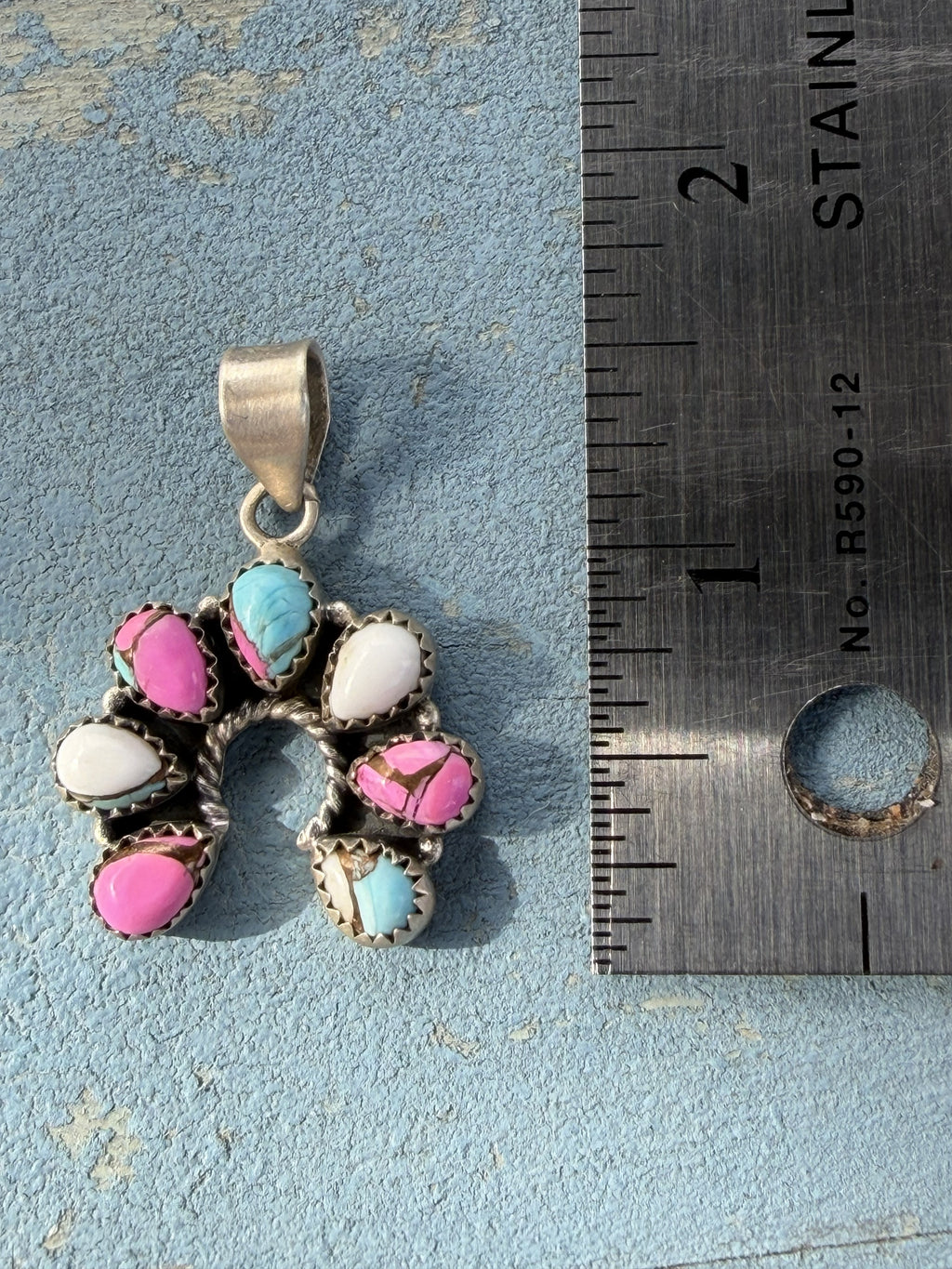 Small Sterling Silver Naja with Cotton Candy Stones