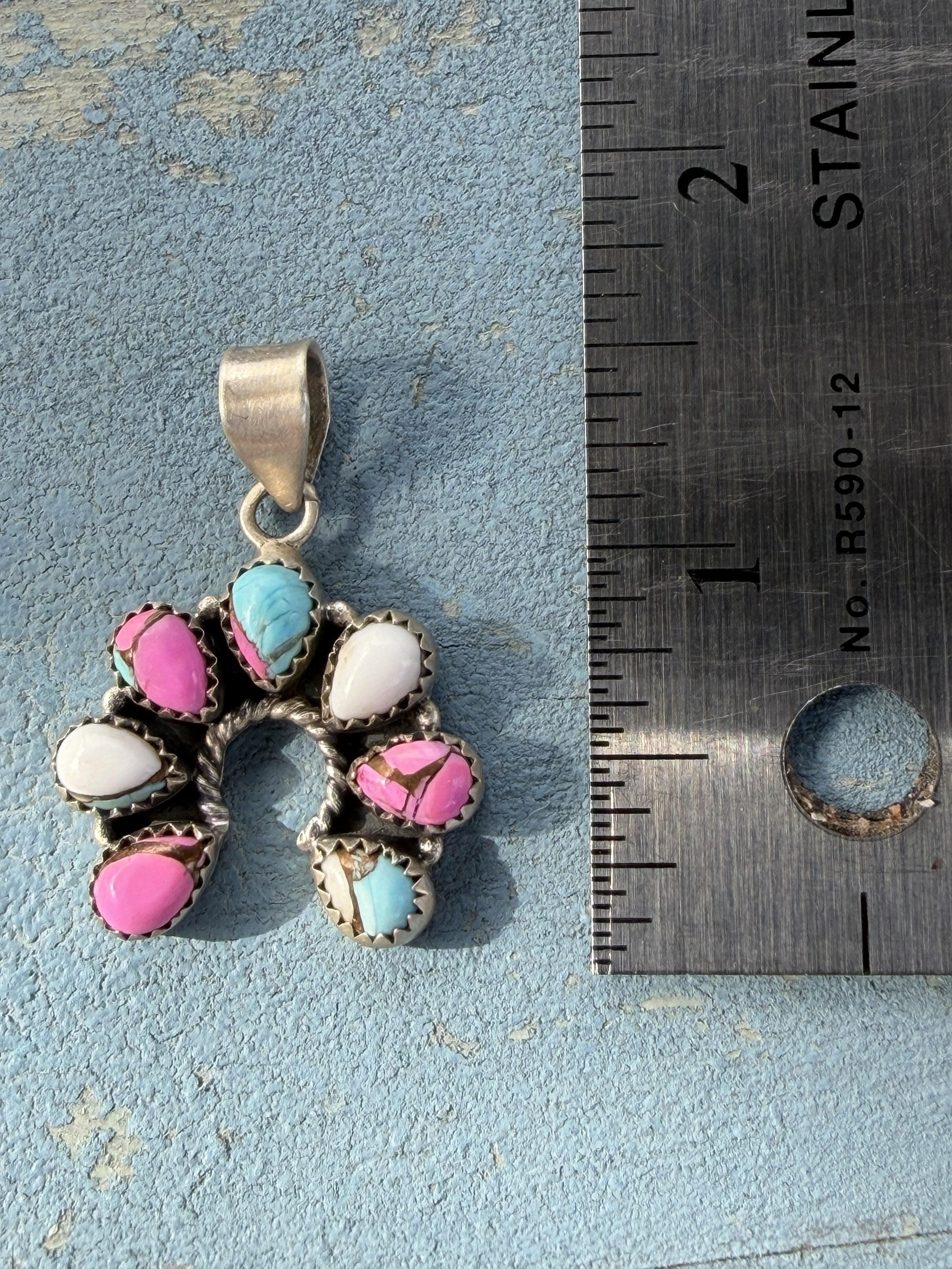 Small Sterling Silver Naja with Cotton Candy Stones