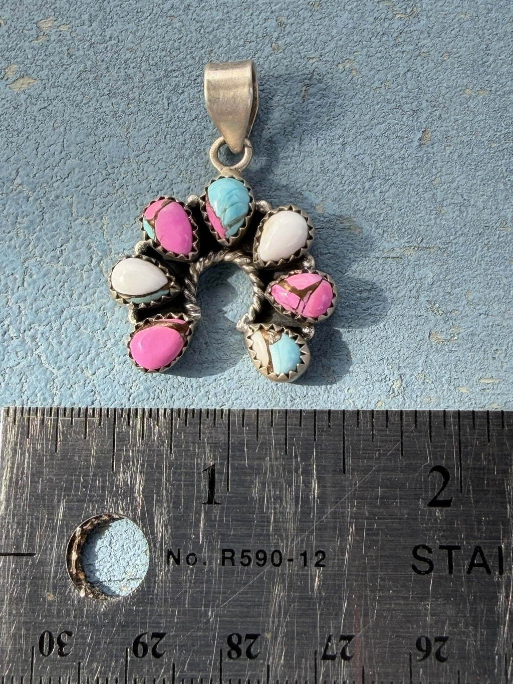 Small Sterling Silver Naja with Cotton Candy Stones