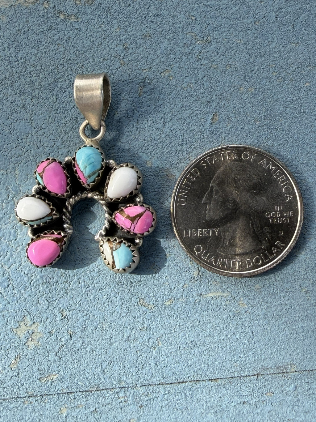 Small Sterling Silver Naja with Cotton Candy Stones