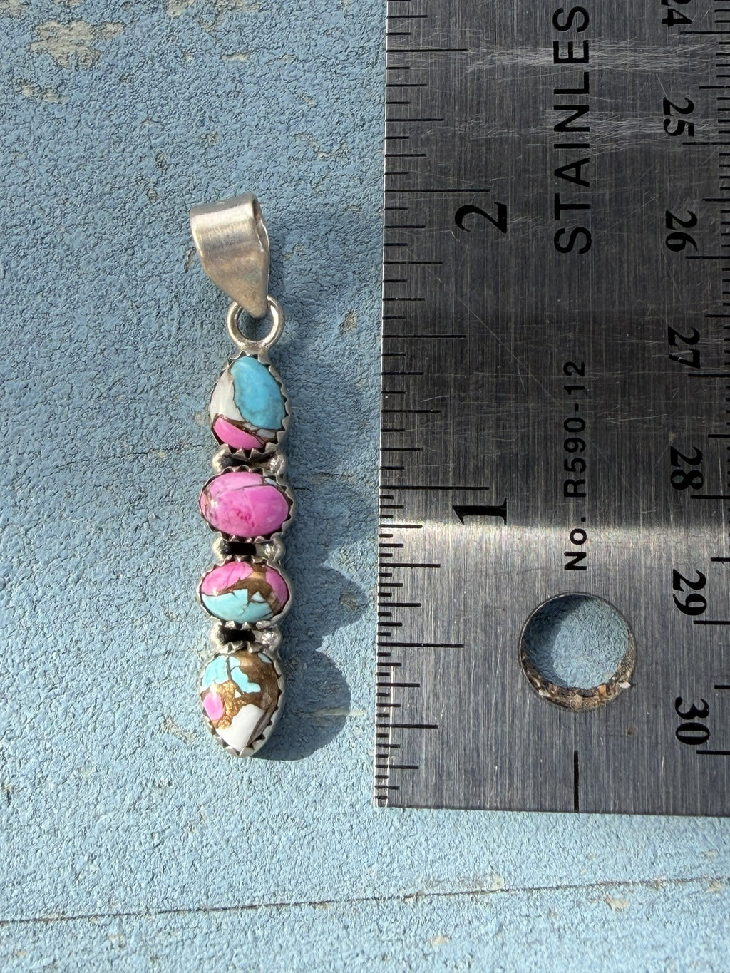 Small Sterling Silver with Four Stone Cotton Candy Pendant