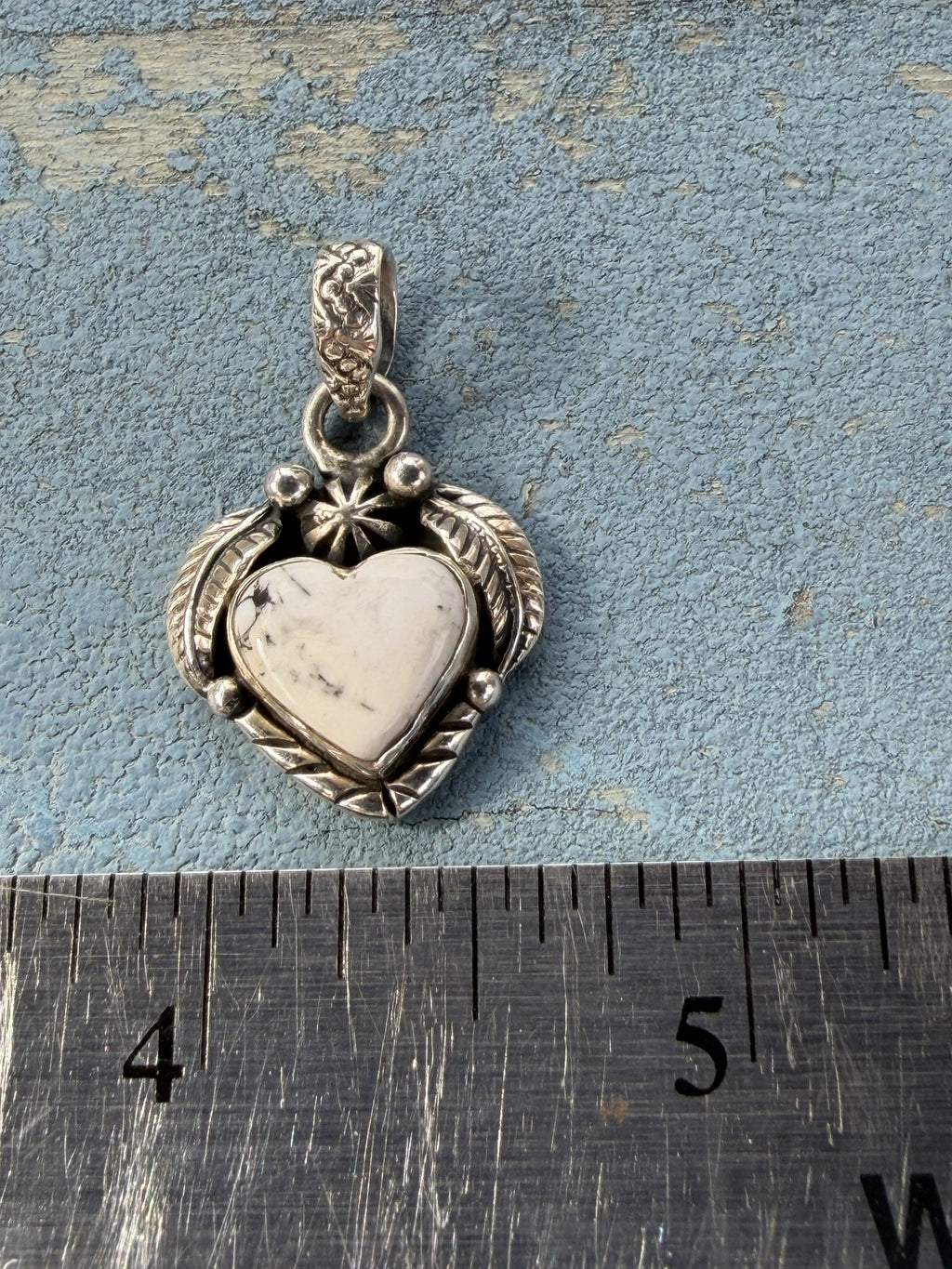 Small Sterling Silver Pendant with White Buffalo Stone