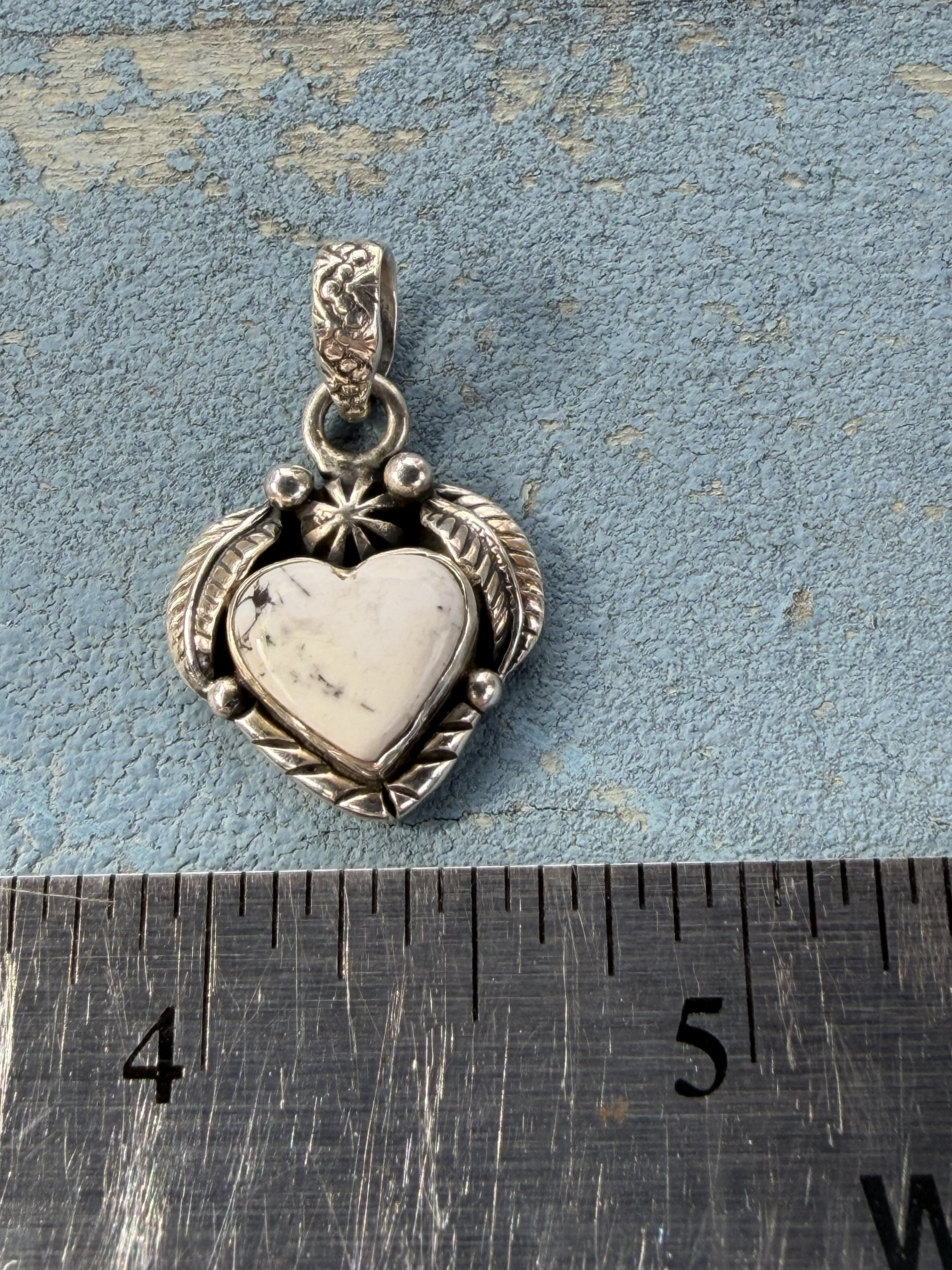 Small Sterling Silver Pendant with White Buffalo Stone