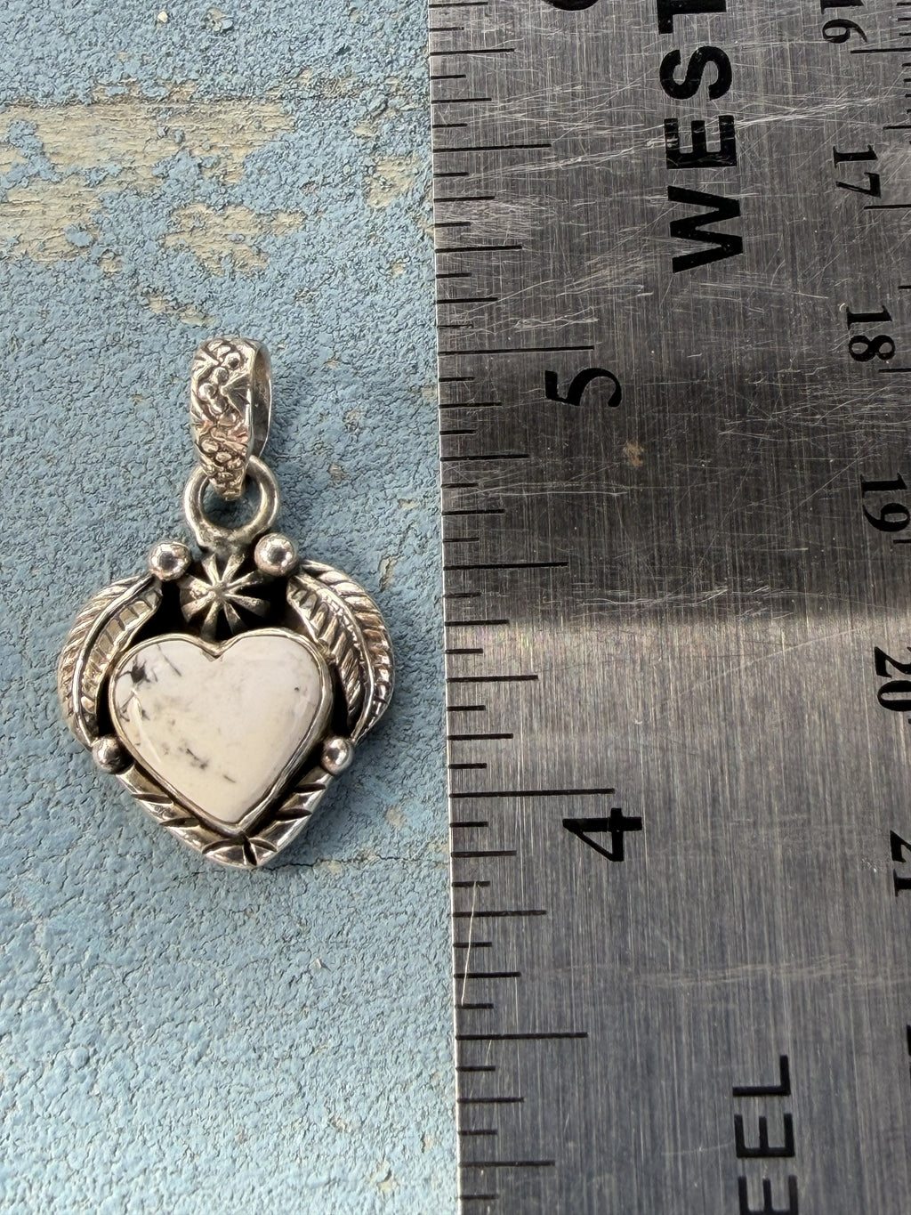 Small Sterling Silver Pendant with White Buffalo Stone