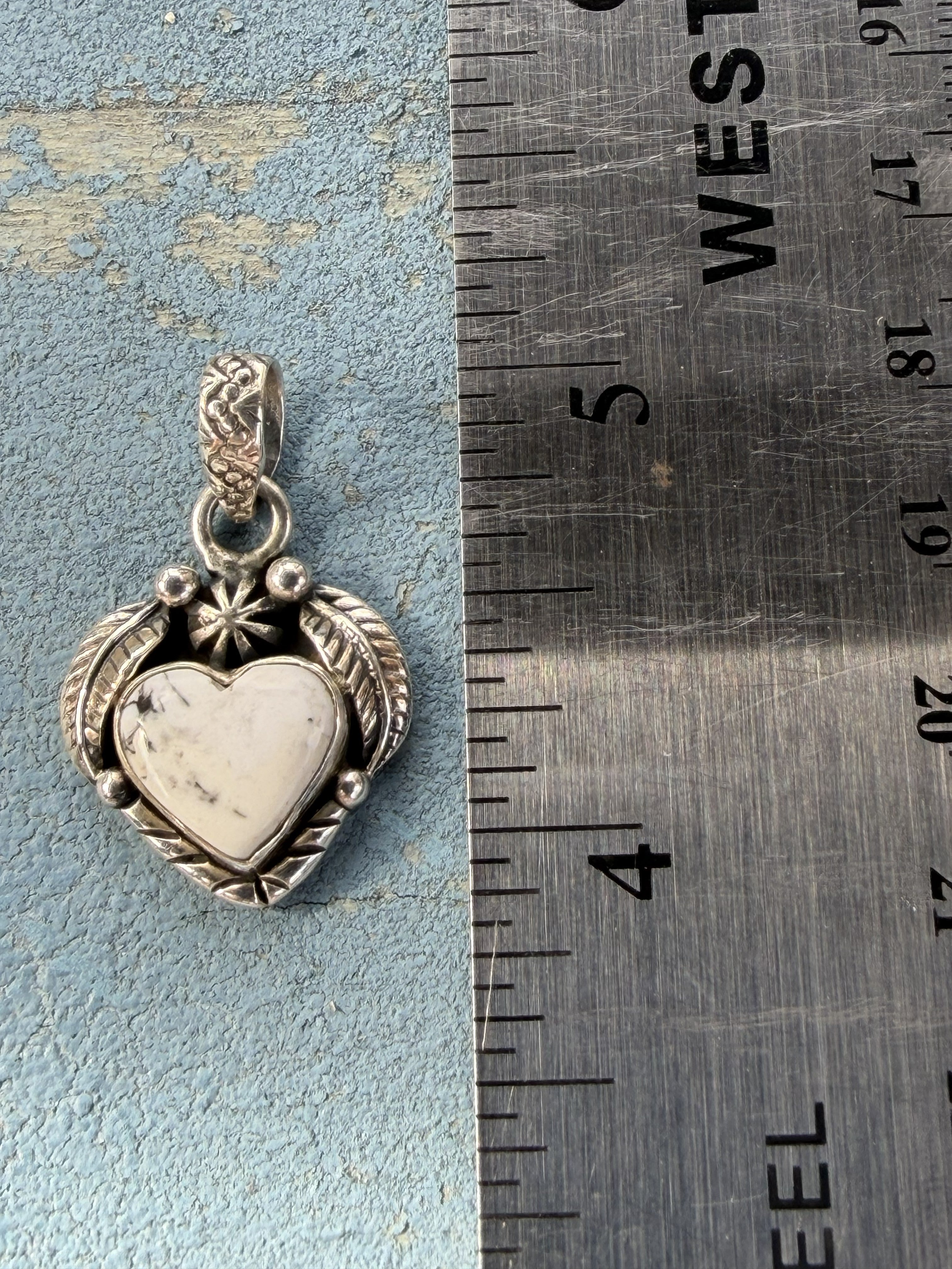 Small Sterling Silver Pendant with White Buffalo Stone