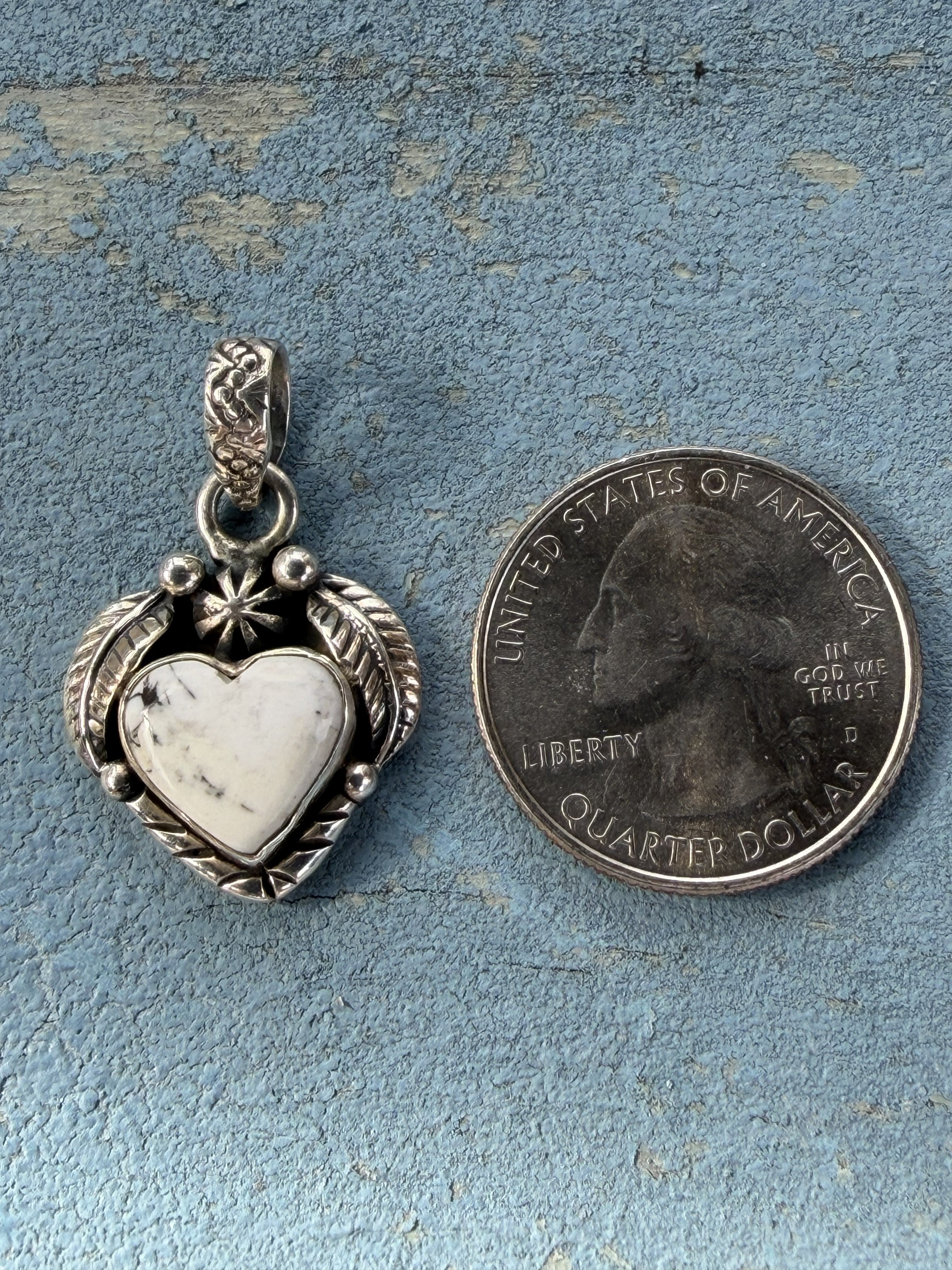 Small Sterling Silver Pendant with White Buffalo Stone