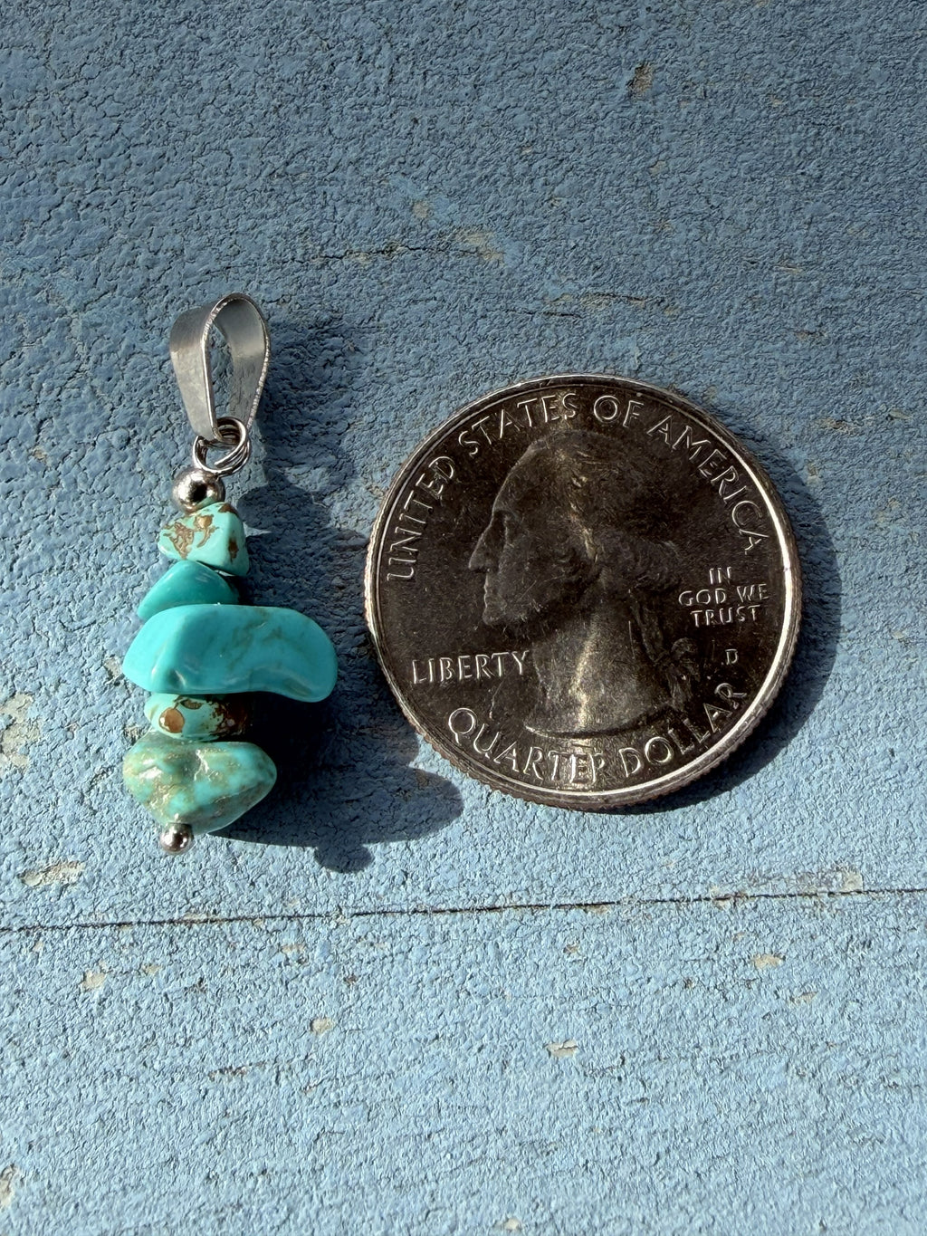 Small Sterling Silver with Turquoise Nuggets Charm