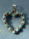*Native American Made* Navajo Scott Skeets Heart Pendant with Kingman Turquoise