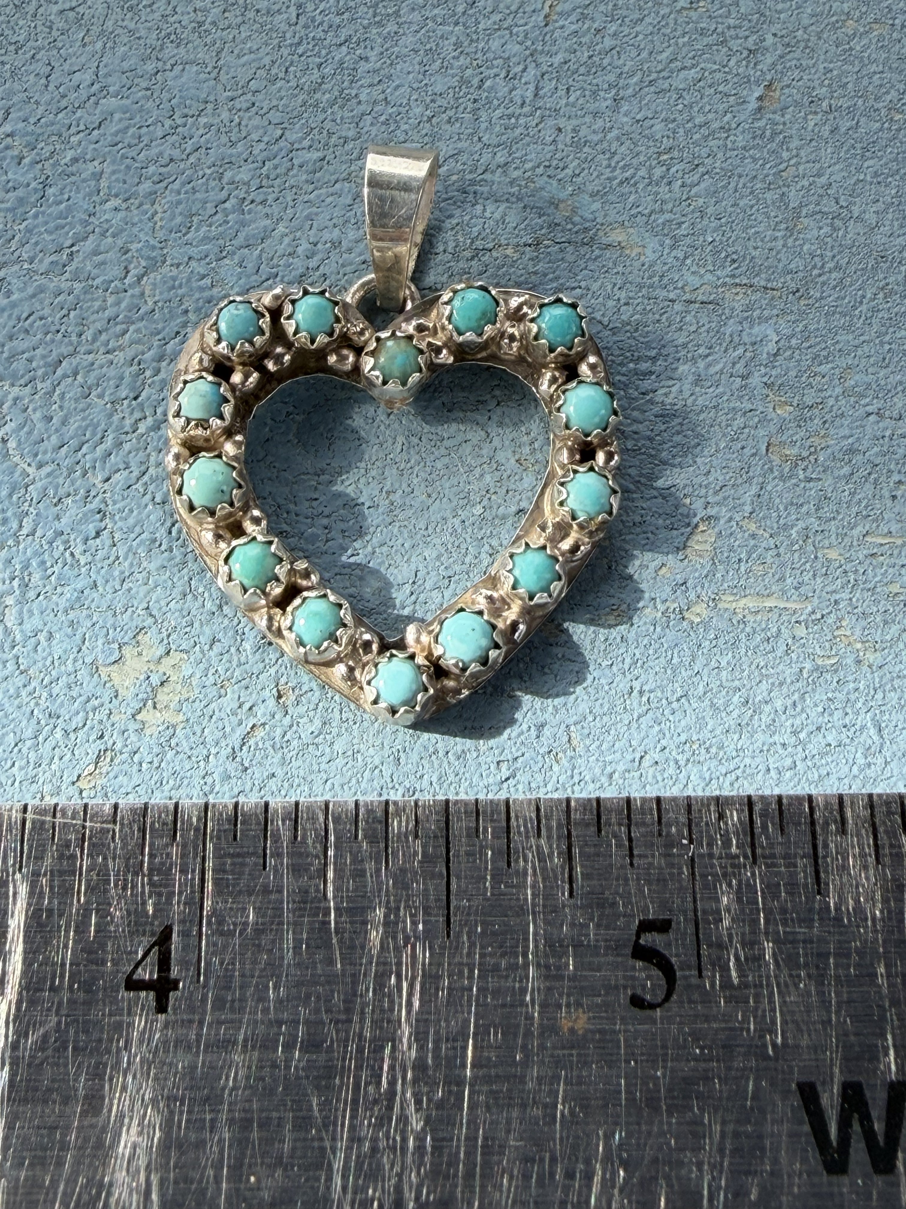 *Native American Made* Navajo Scott Skeets Heart Pendant with Kingman Turquoise