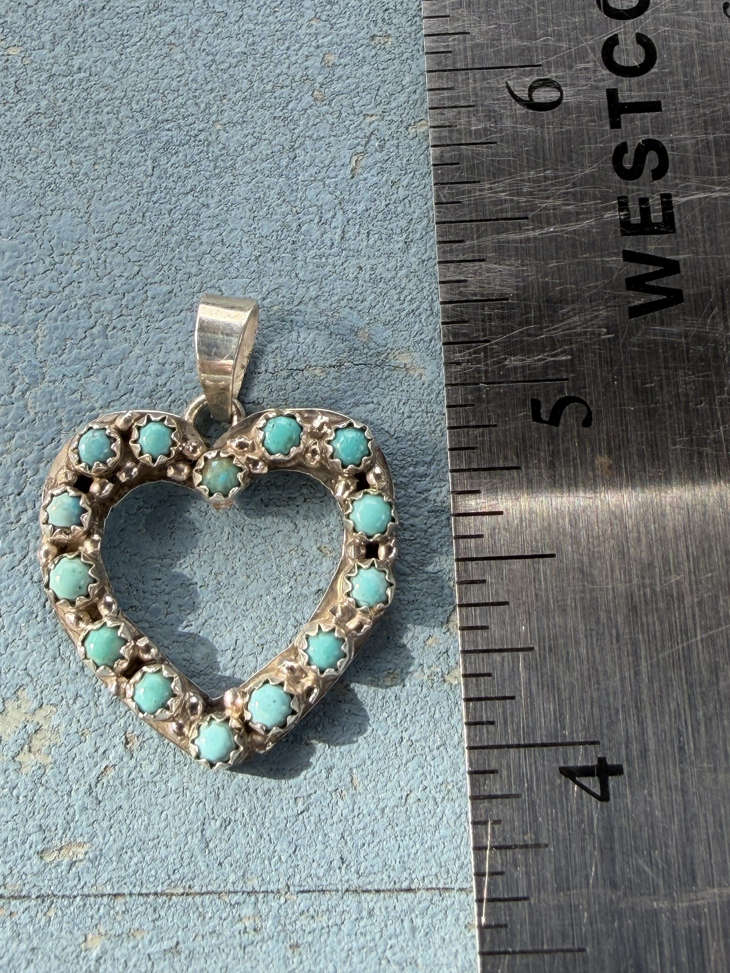 *Native American Made* Navajo Scott Skeets Heart Pendant with Kingman Turquoise