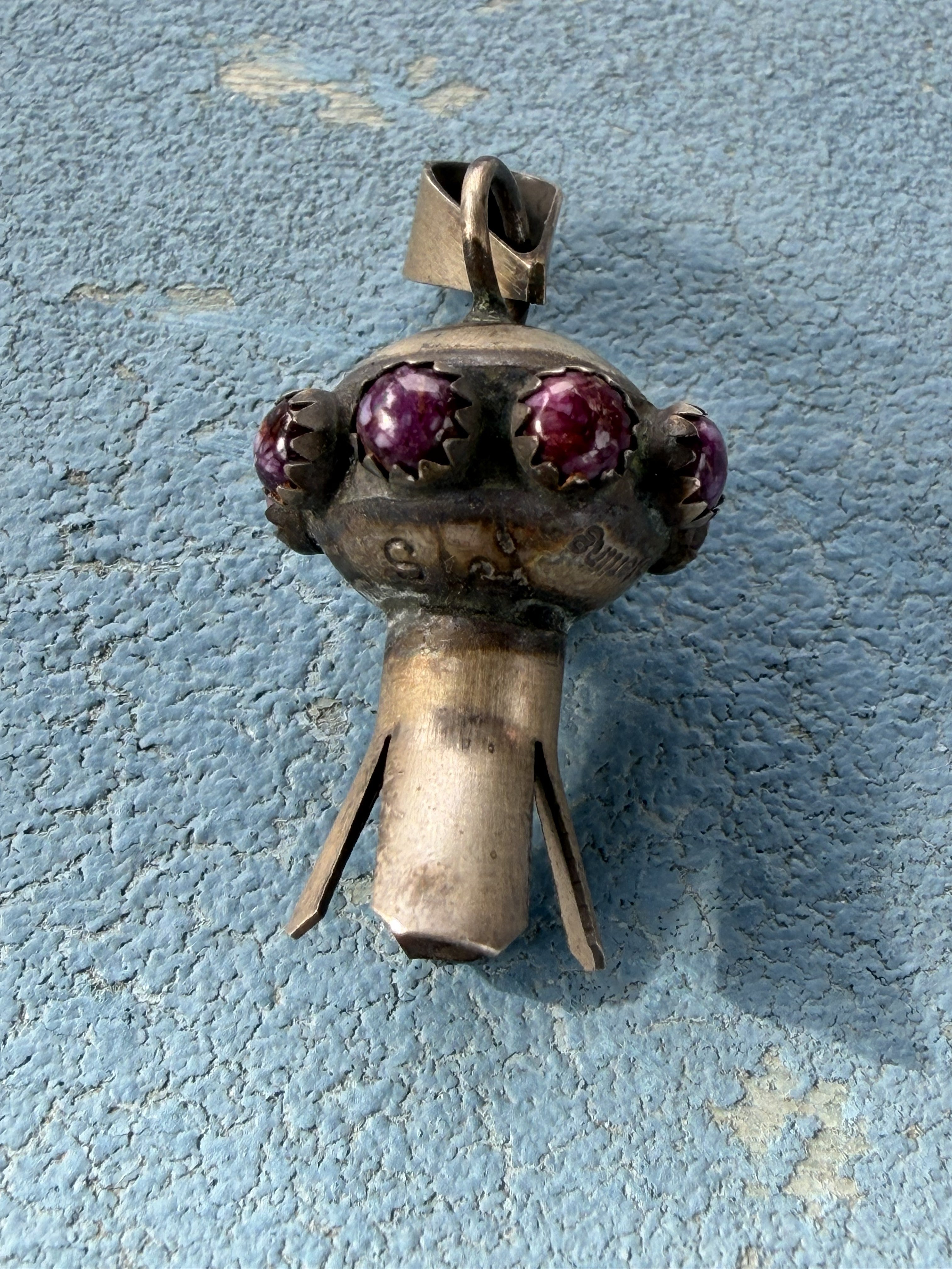 *Native American Made* Navajo Monica Smith Small Squash Blossom with Purple Spiney
