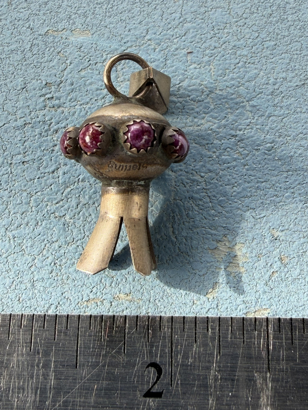 *Native American Made* Navajo Monica Smith Small Squash Blossom with Purple Spiney