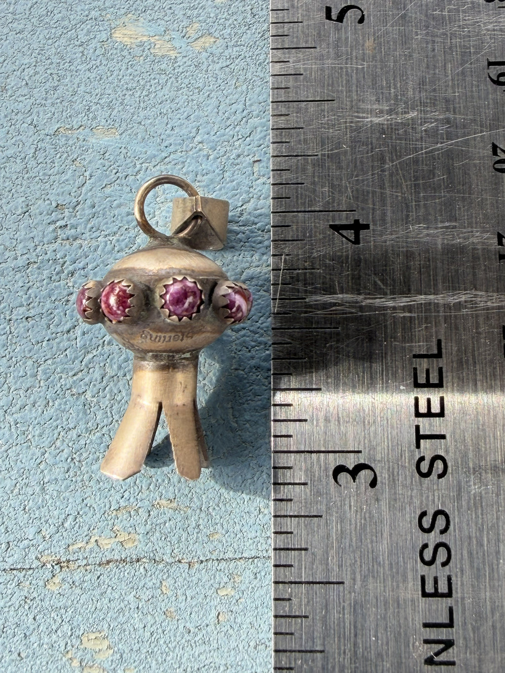 *Native American Made* Navajo Monica Smith Small Squash Blossom with Purple Spiney