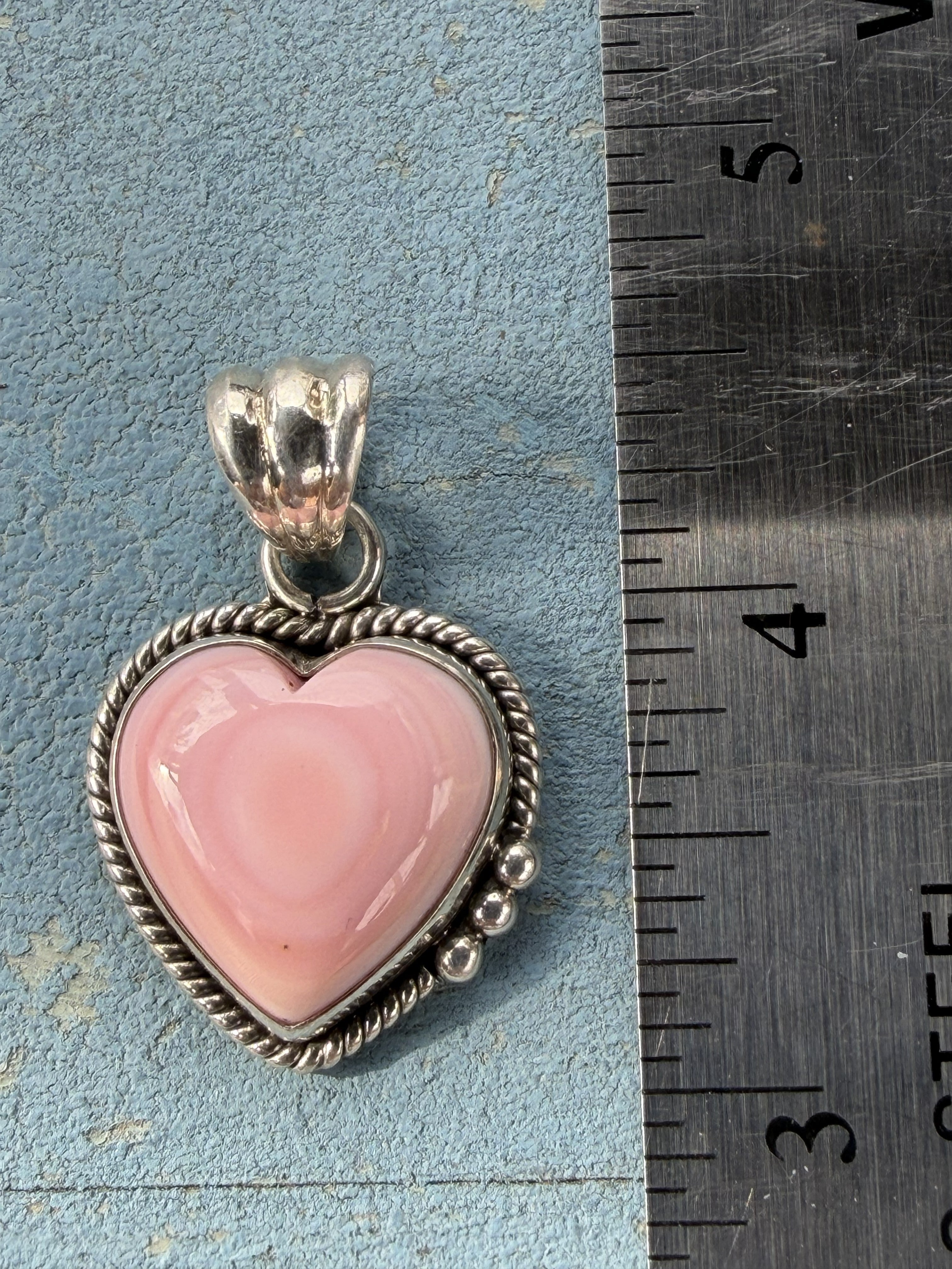 Sterling Silver and Pink Conch Heart Pendant