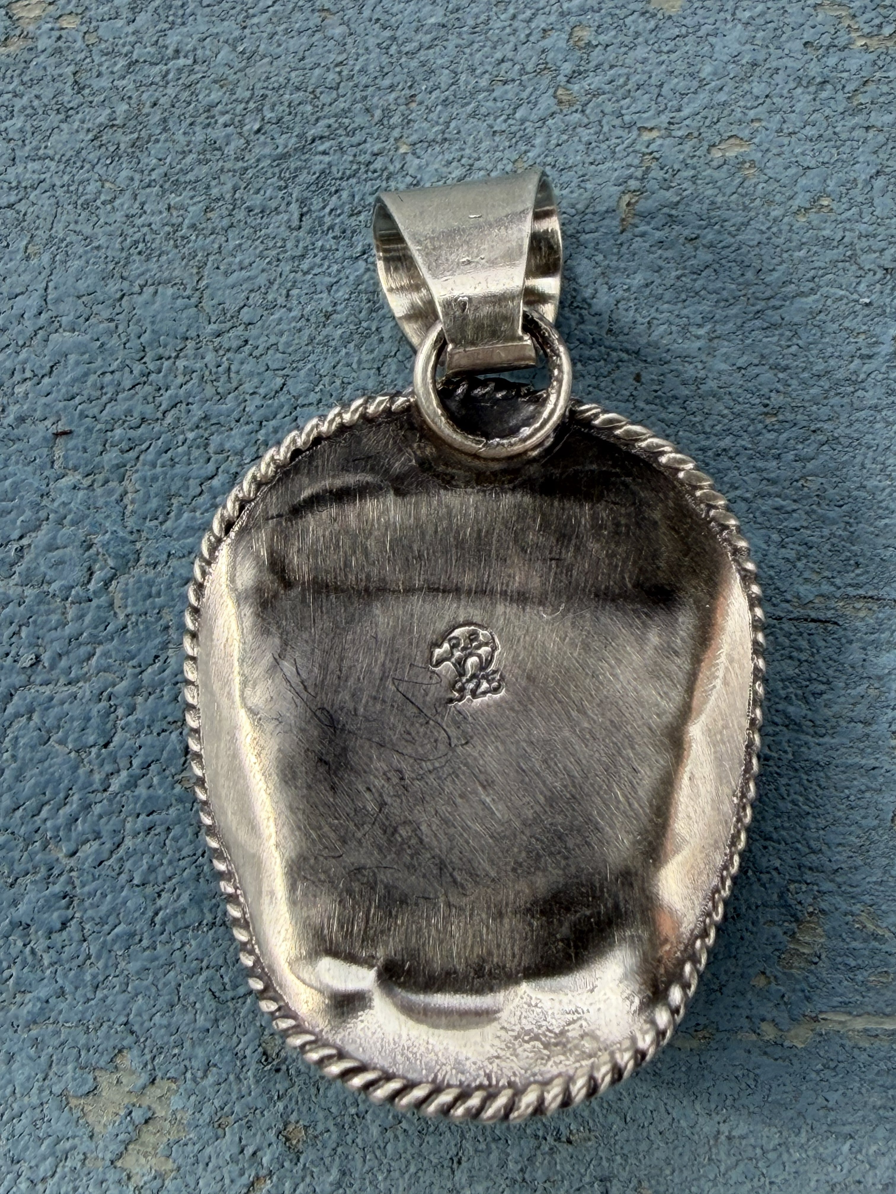 *Native American Made*  Navajo Bobby Platero Cowboy Hat Pendant with Kingman Turquoise