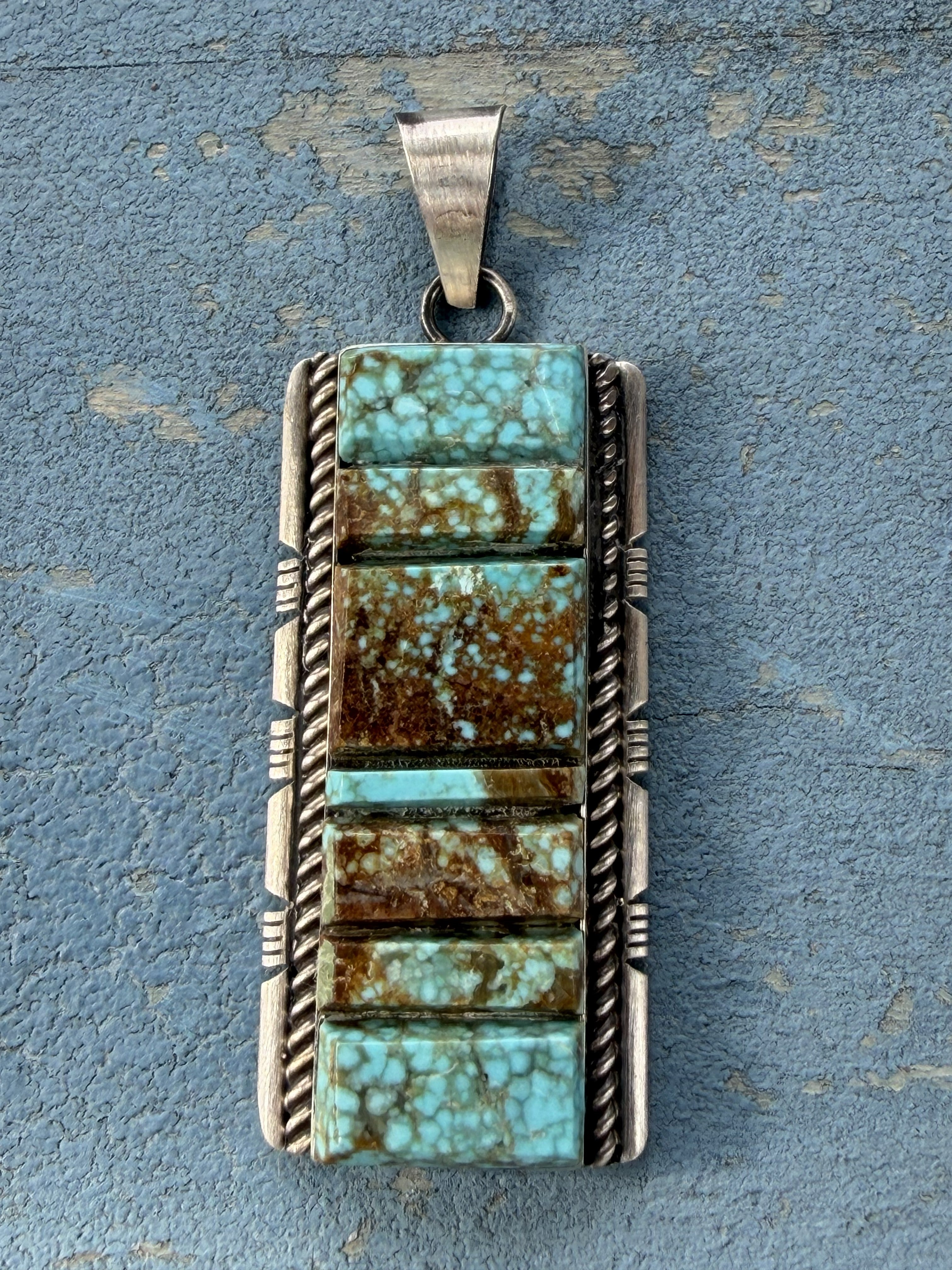 *Native American Made*  Navajo Steve Francisco Mine #8 Turquoise Sterling Silver Pendant