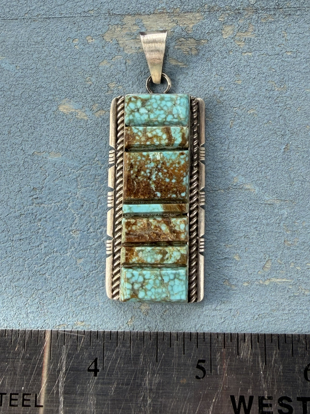 *Native American Made*  Navajo Steve Francisco Mine #8 Turquoise Sterling Silver Pendant