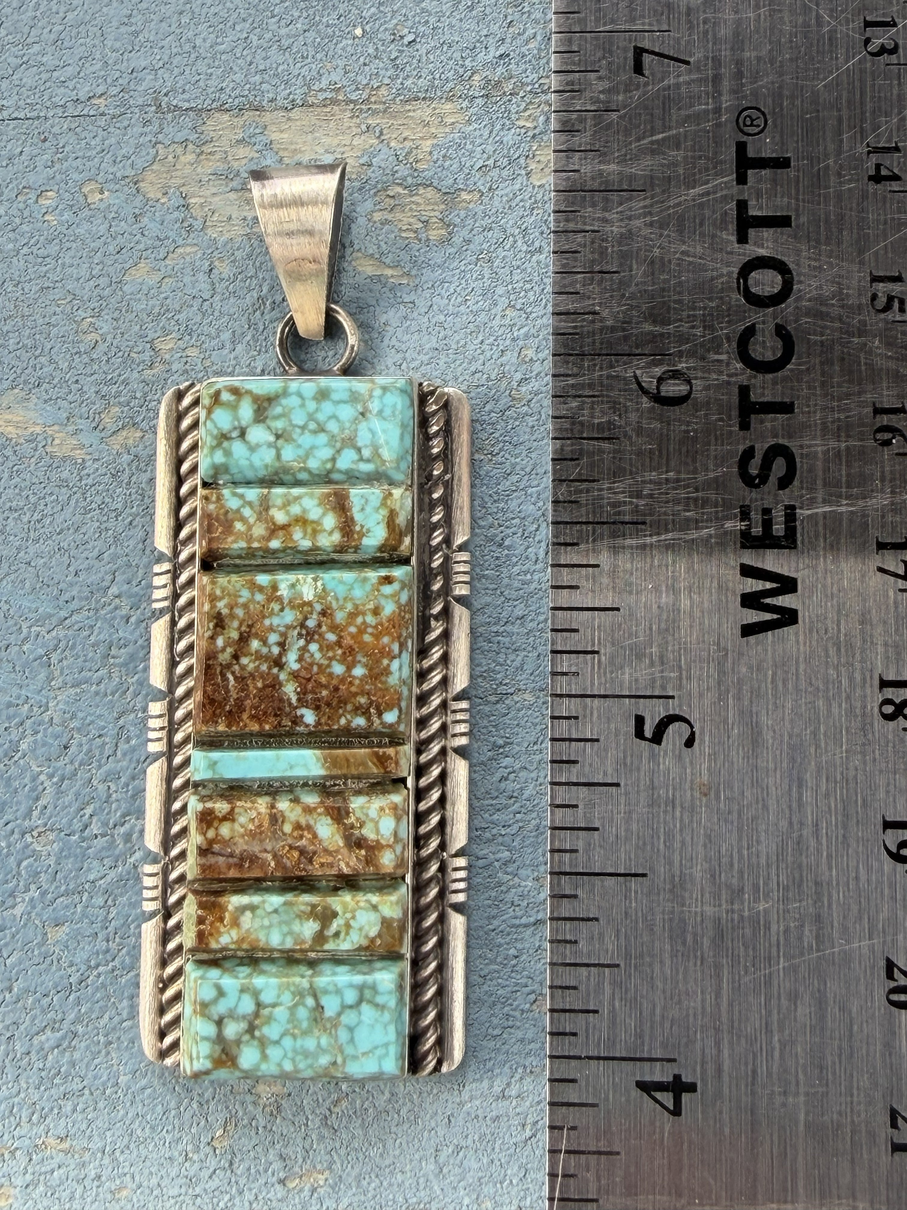 *Native American Made*  Navajo Steve Francisco Mine #8 Turquoise Sterling Silver Pendant