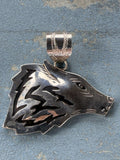 *Native American Made* Navajo Alvin Lee Wolf Head Sterling Silver Pendant