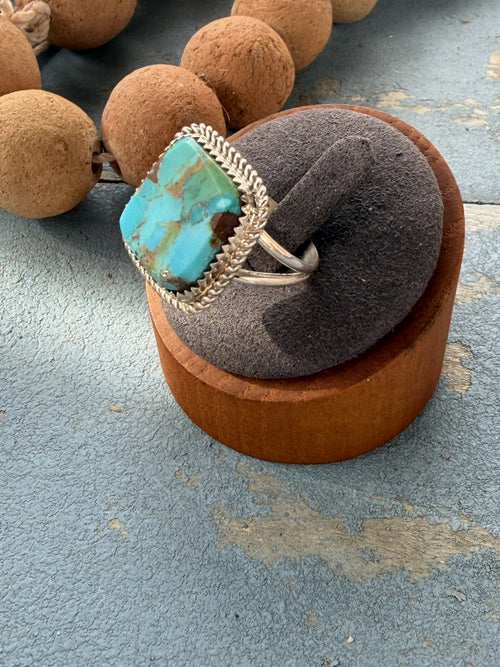 *Native American Made*  Navajo Albert Etcity - Square Sterling Silver with Kingman Ring