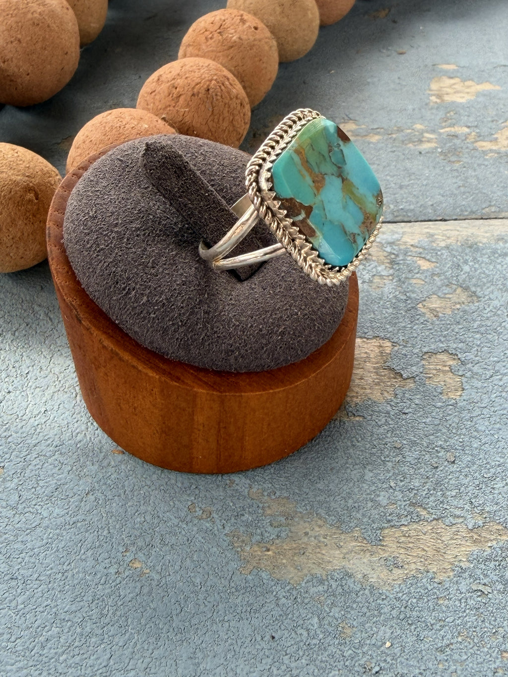 *Native American Made*  Navajo Albert Etcity - Square Sterling Silver with Kingman Ring