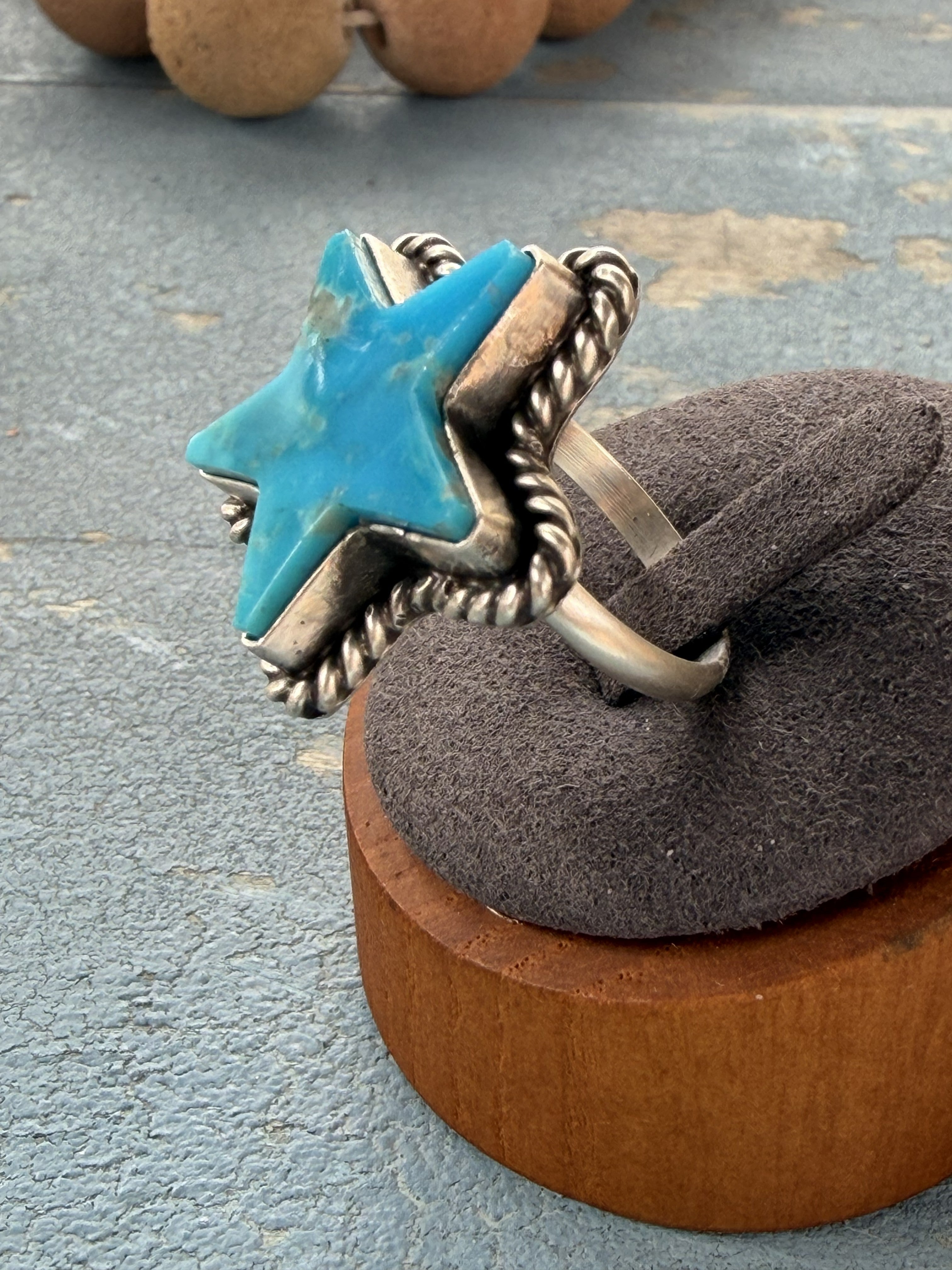 *Native American Made*  Navajo Johnny Dixon - Sterling Silver with Kingman Star Ring