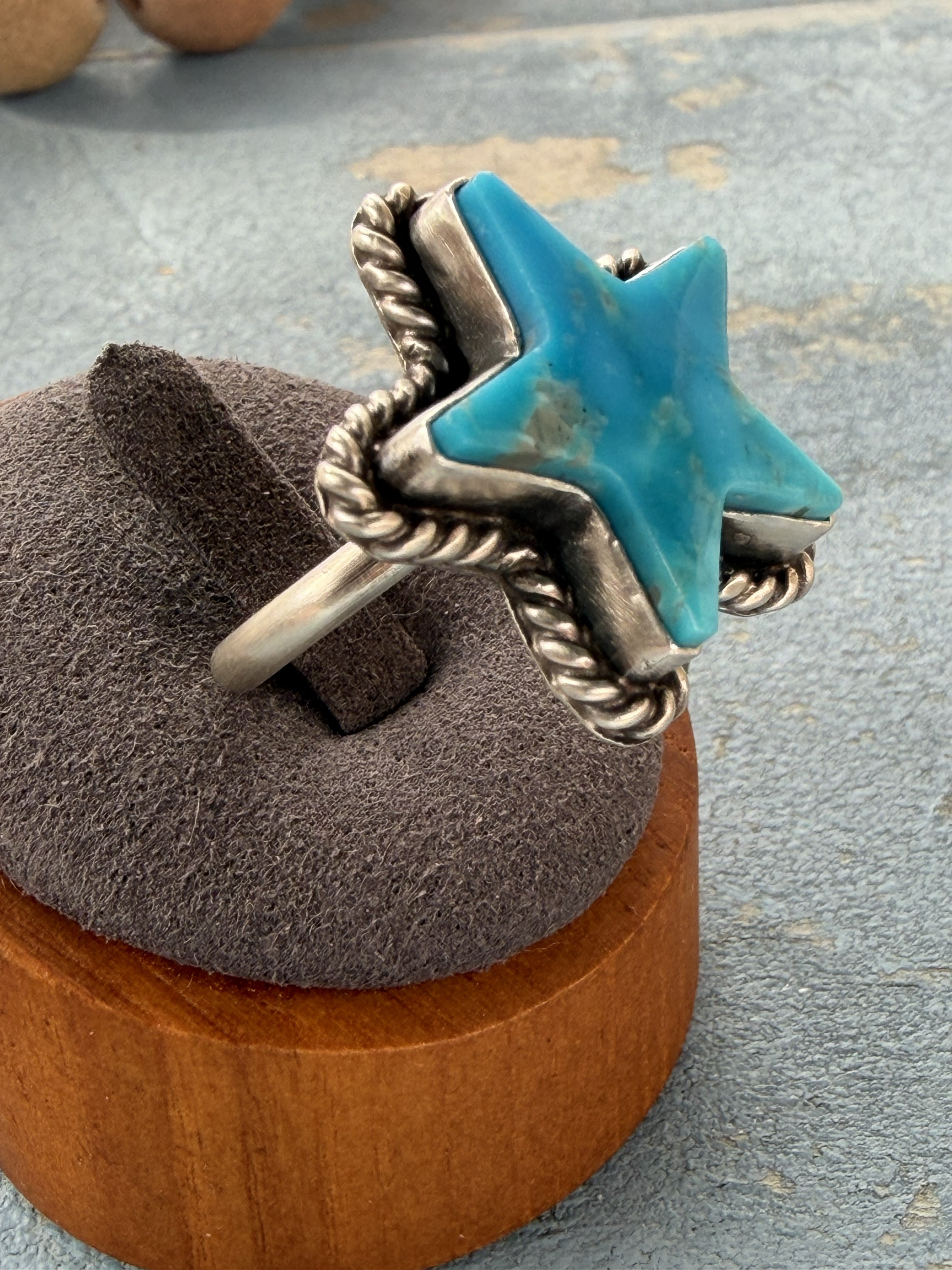 *Native American Made*  Navajo Johnny Dixon - Sterling Silver with Kingman Star Ring