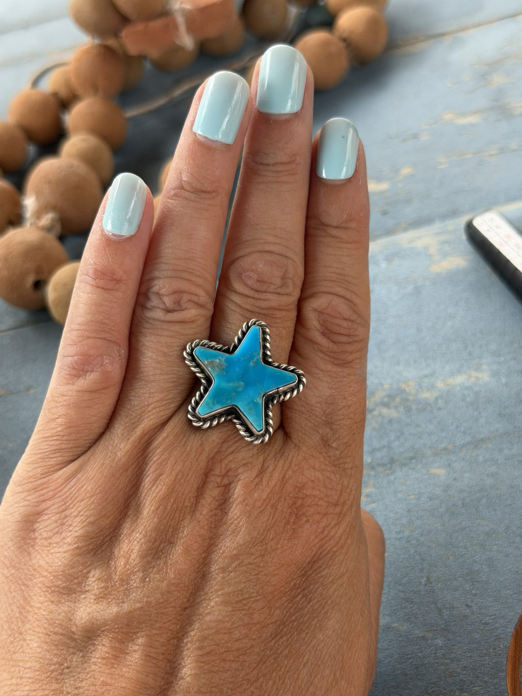 *Native American Made*  Navajo Johnny Dixon - Sterling Silver with Kingman Star Ring