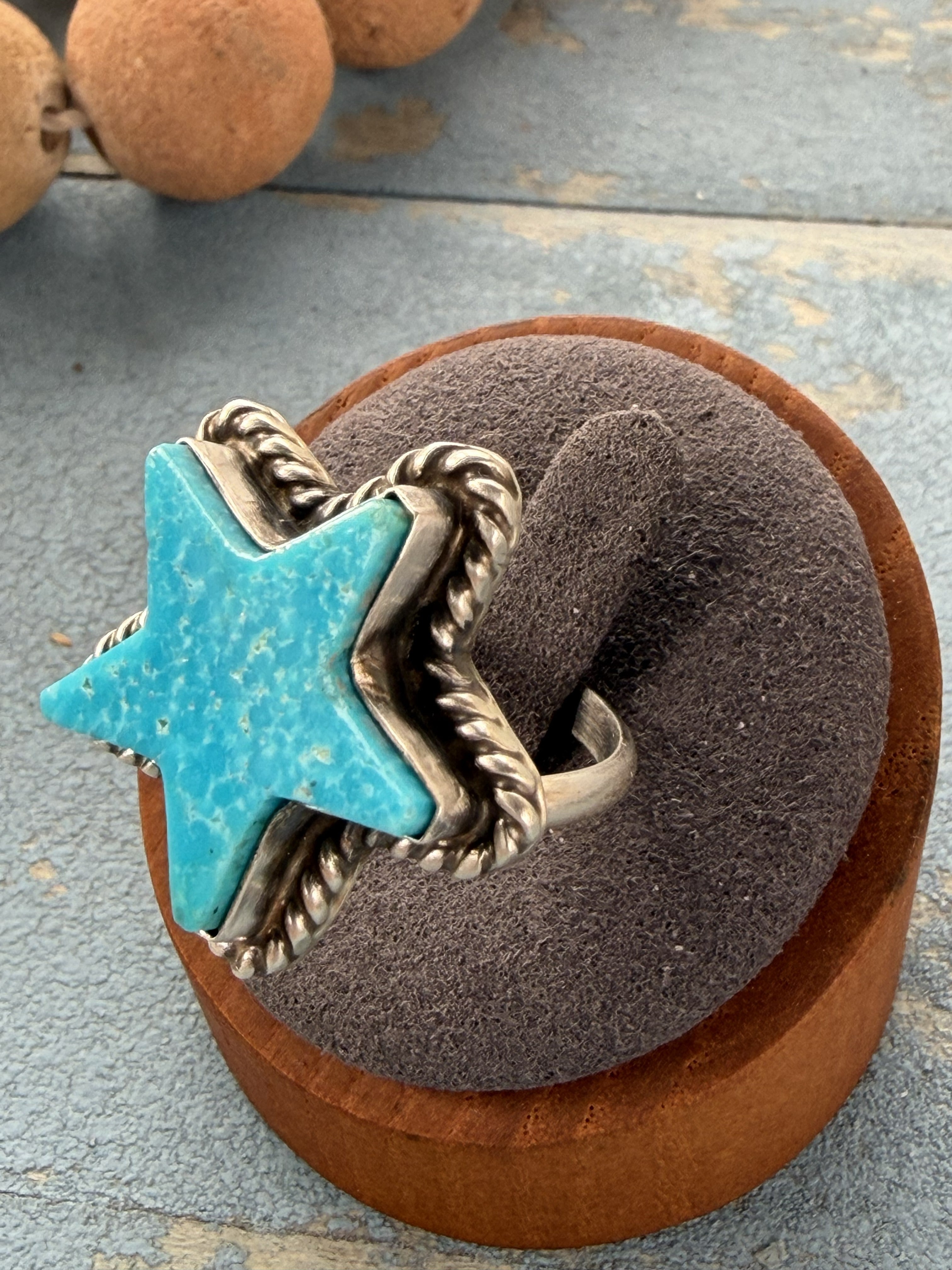 *Native American Made*  Navajo Johnny Dixon - Sterling Silver with Kingman Star Ring