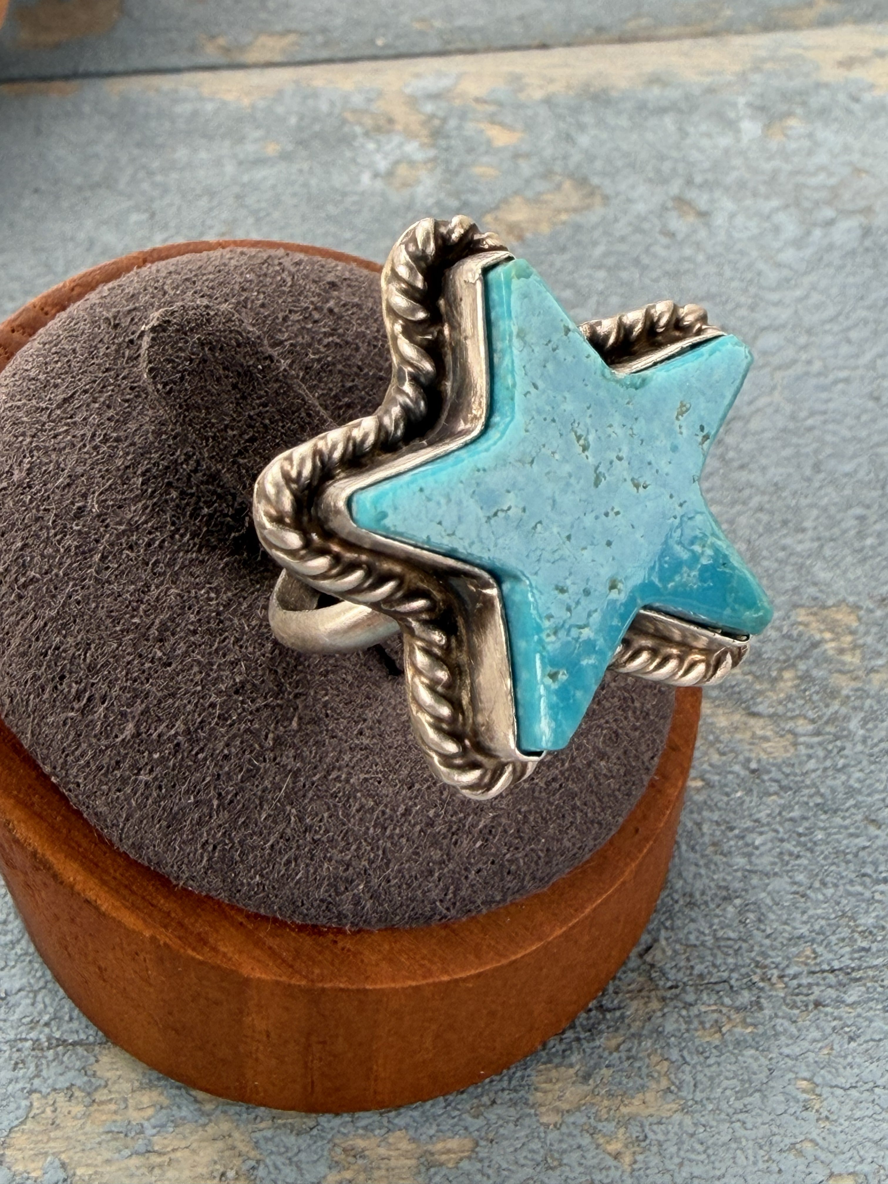*Native American Made*  Navajo Johnny Dixon - Sterling Silver with Kingman Star Ring