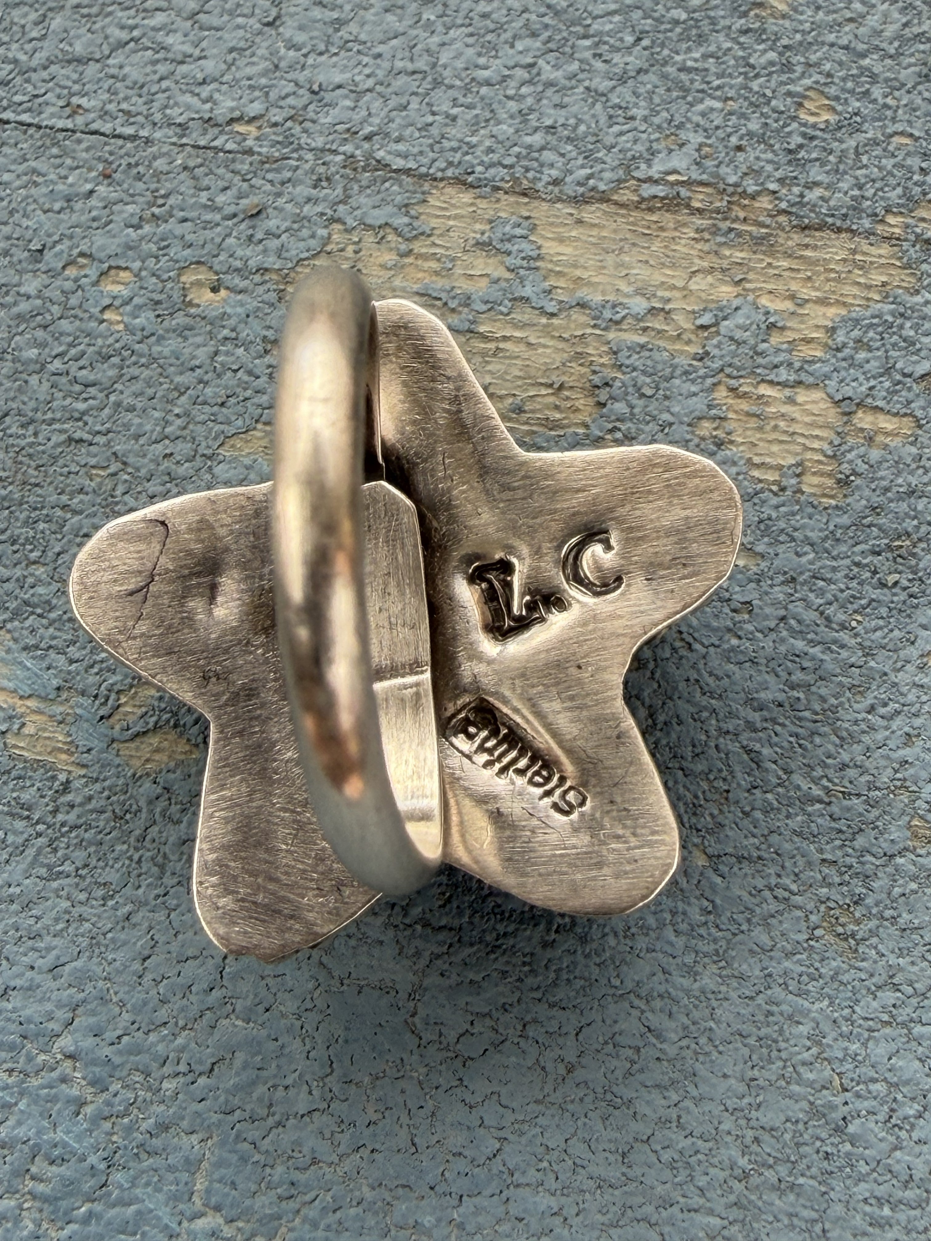 *Native American Made*  Navajo Johnny Dixon - Sterling Silver with Kingman Star Ring