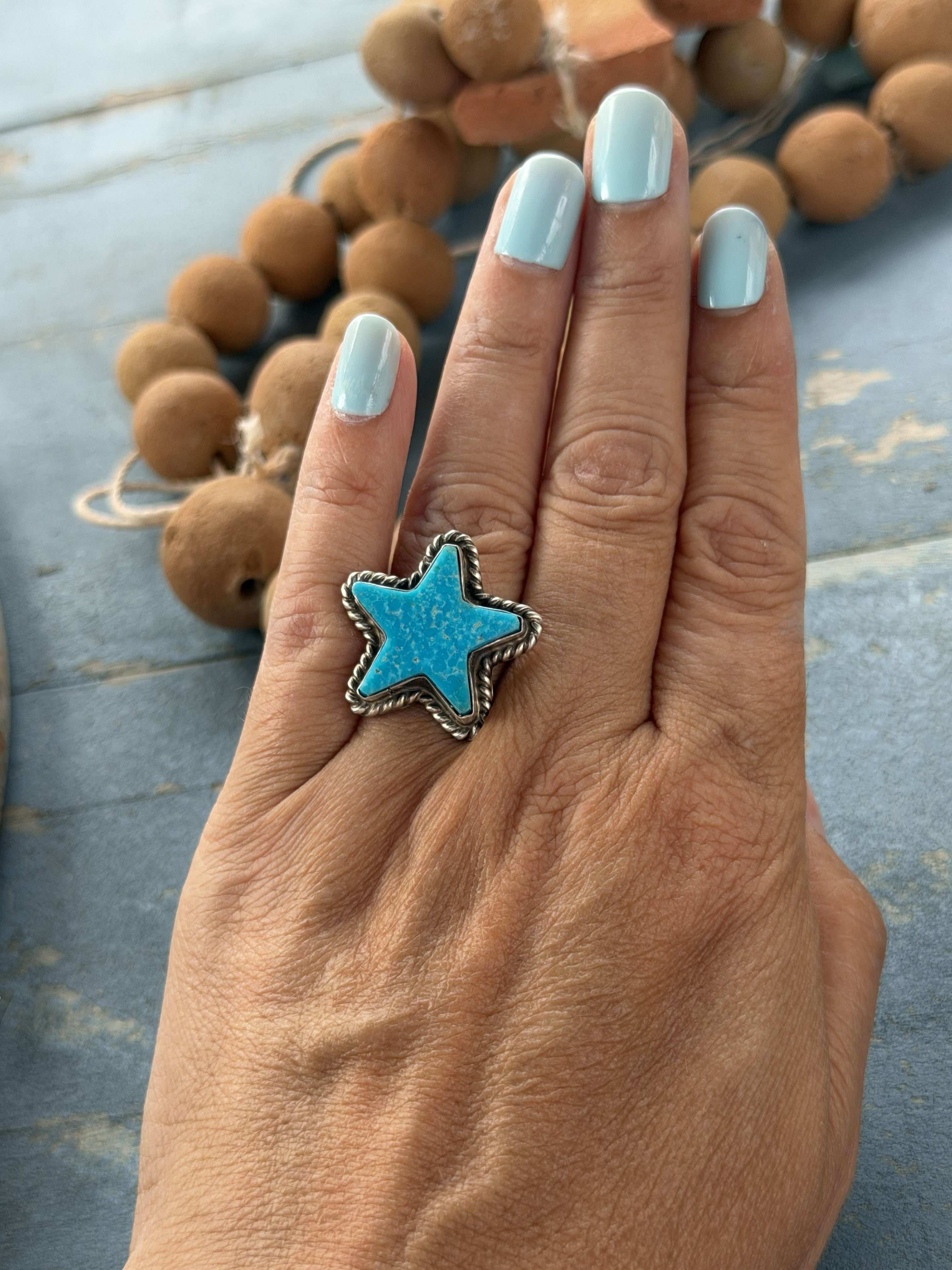 *Native American Made*  Navajo Johnny Dixon - Sterling Silver with Kingman Star Ring