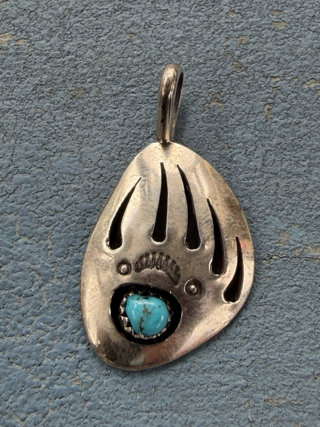*Native American Made* Navajo Brenda Boyd Small Sterling Silver Bear Claw Pendant